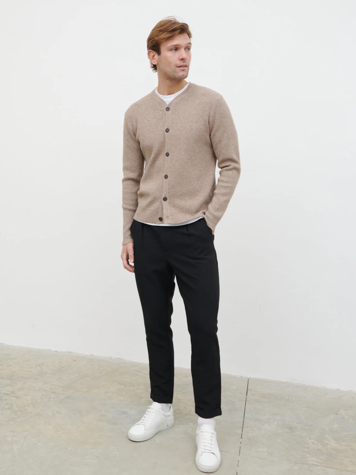 Alfie Collarless Knit Bomber - Beige - Image 6