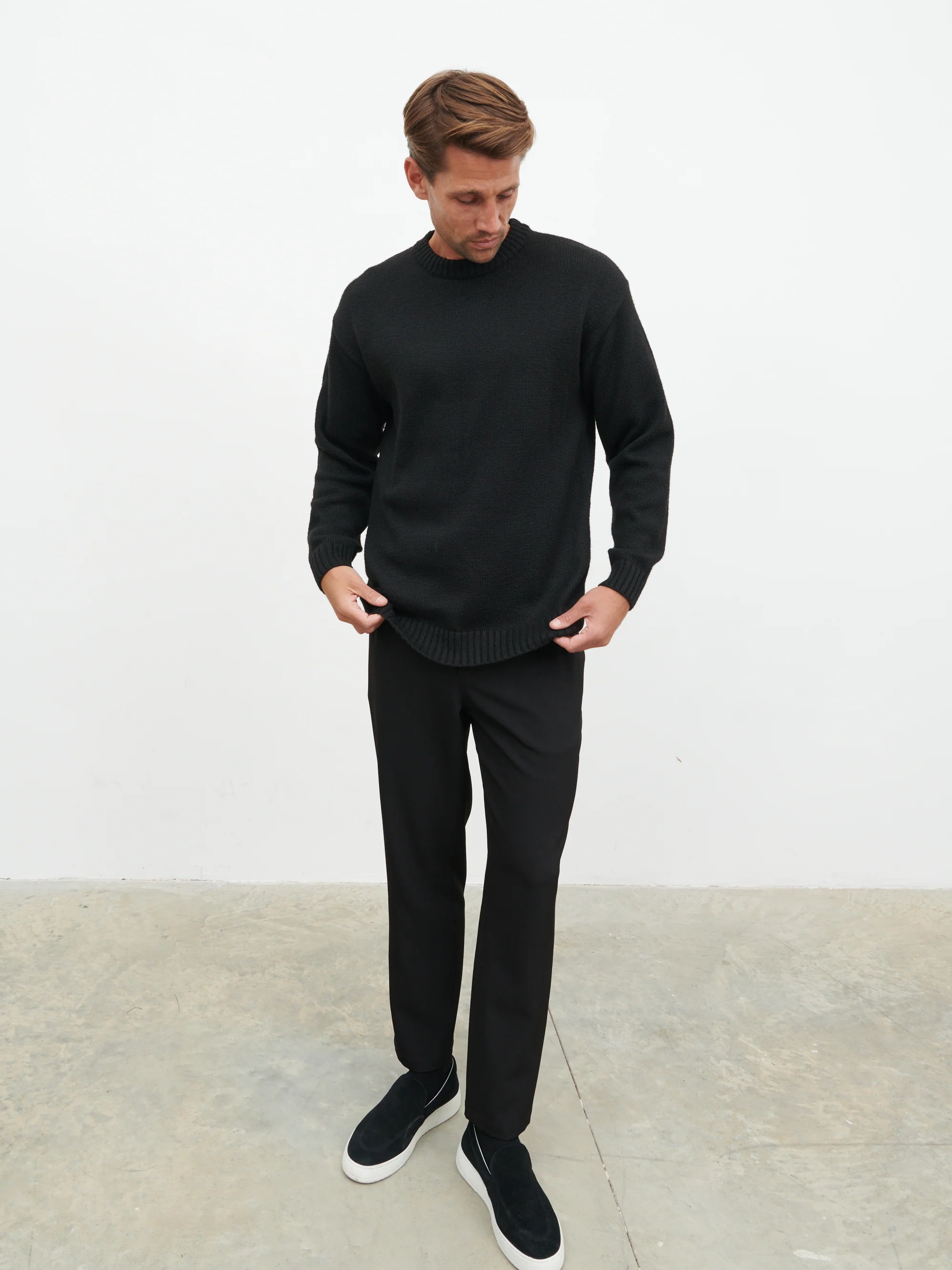 Banks Crew Neck Knit Jumper - Black - Image 4