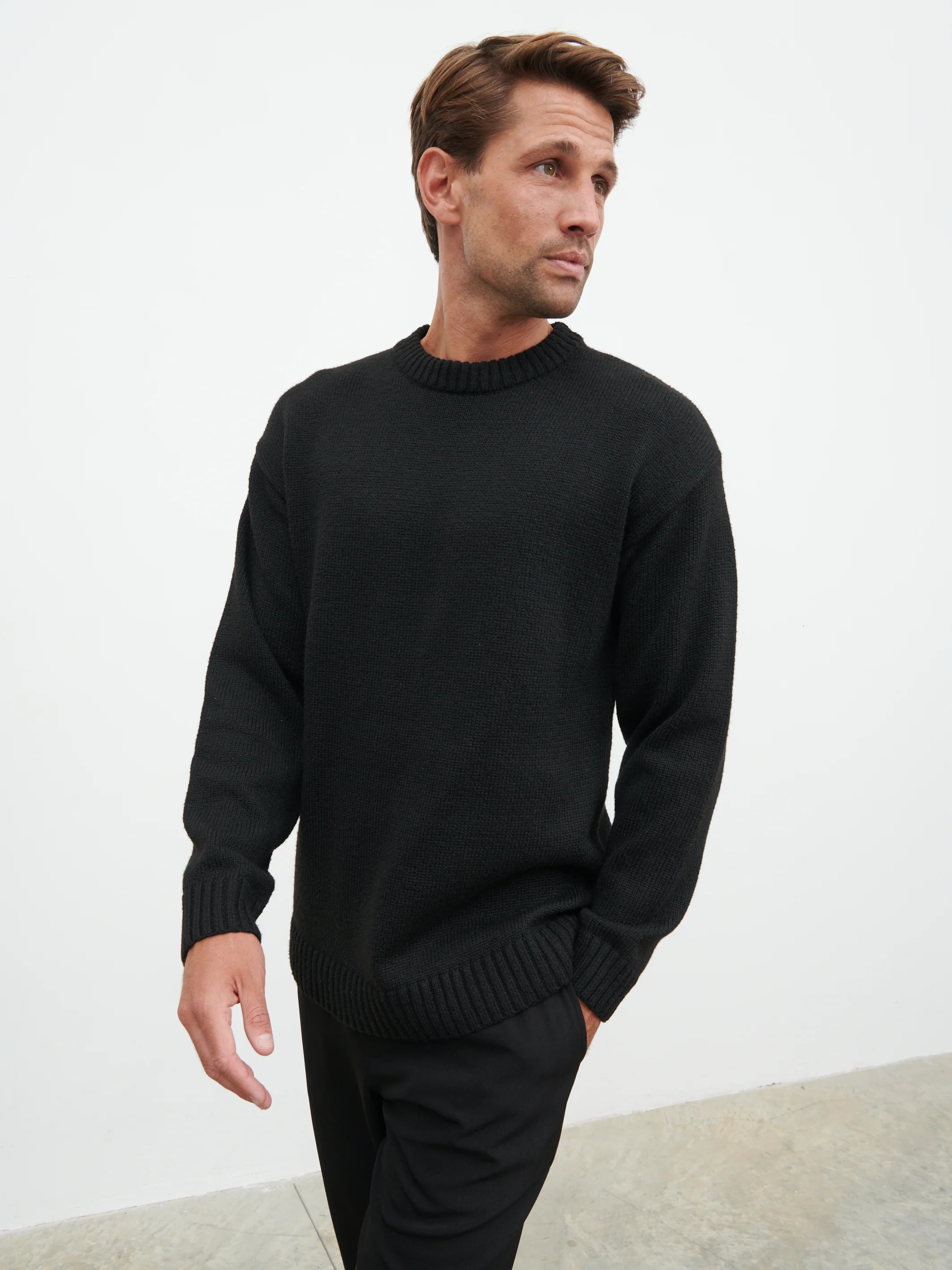 Banks Crew Neck Knit Jumper - Black - Image 6