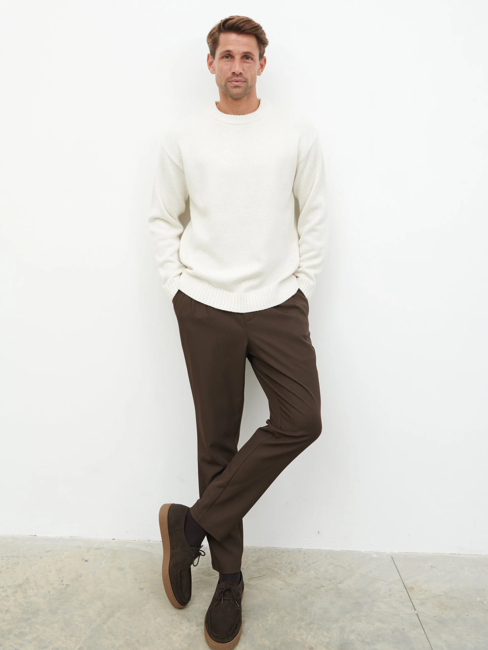Banks Crew Neck Knit Jumper - Cream - Image 2