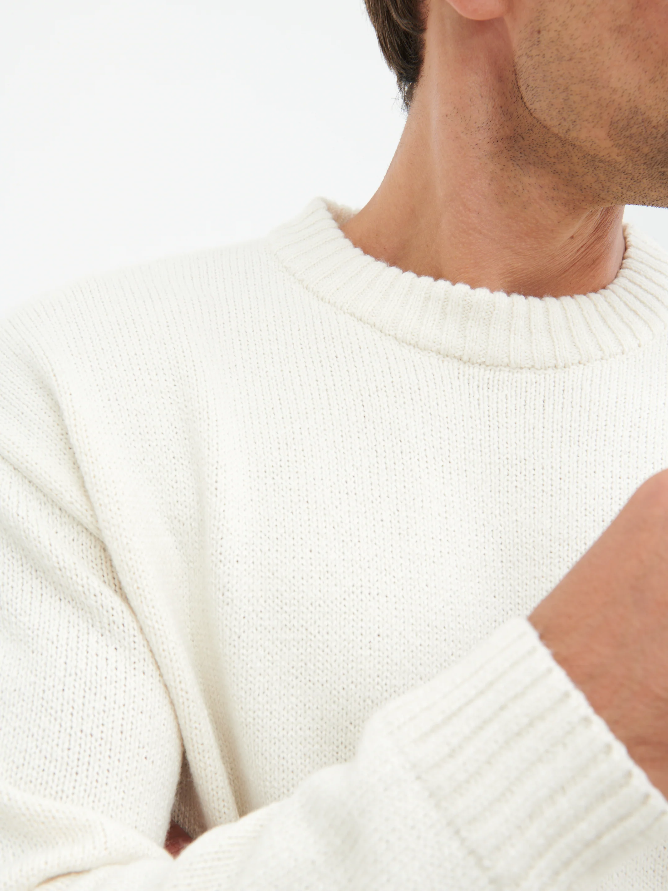 Banks Crew Neck Knit Jumper - Cream - Image 6
