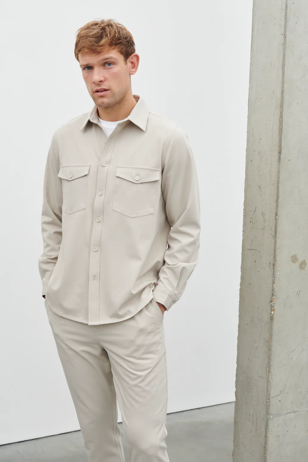 Benson Over Shirt - Stone - Image 4
