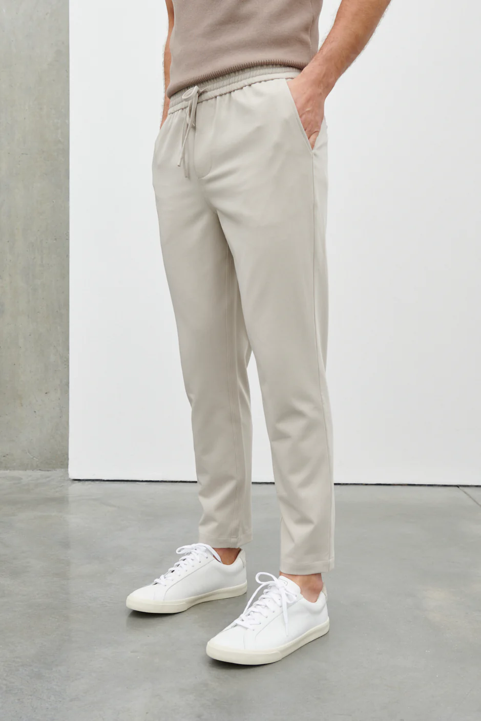 Benson Relaxed Drawstring Trouser - Stone - Image 5