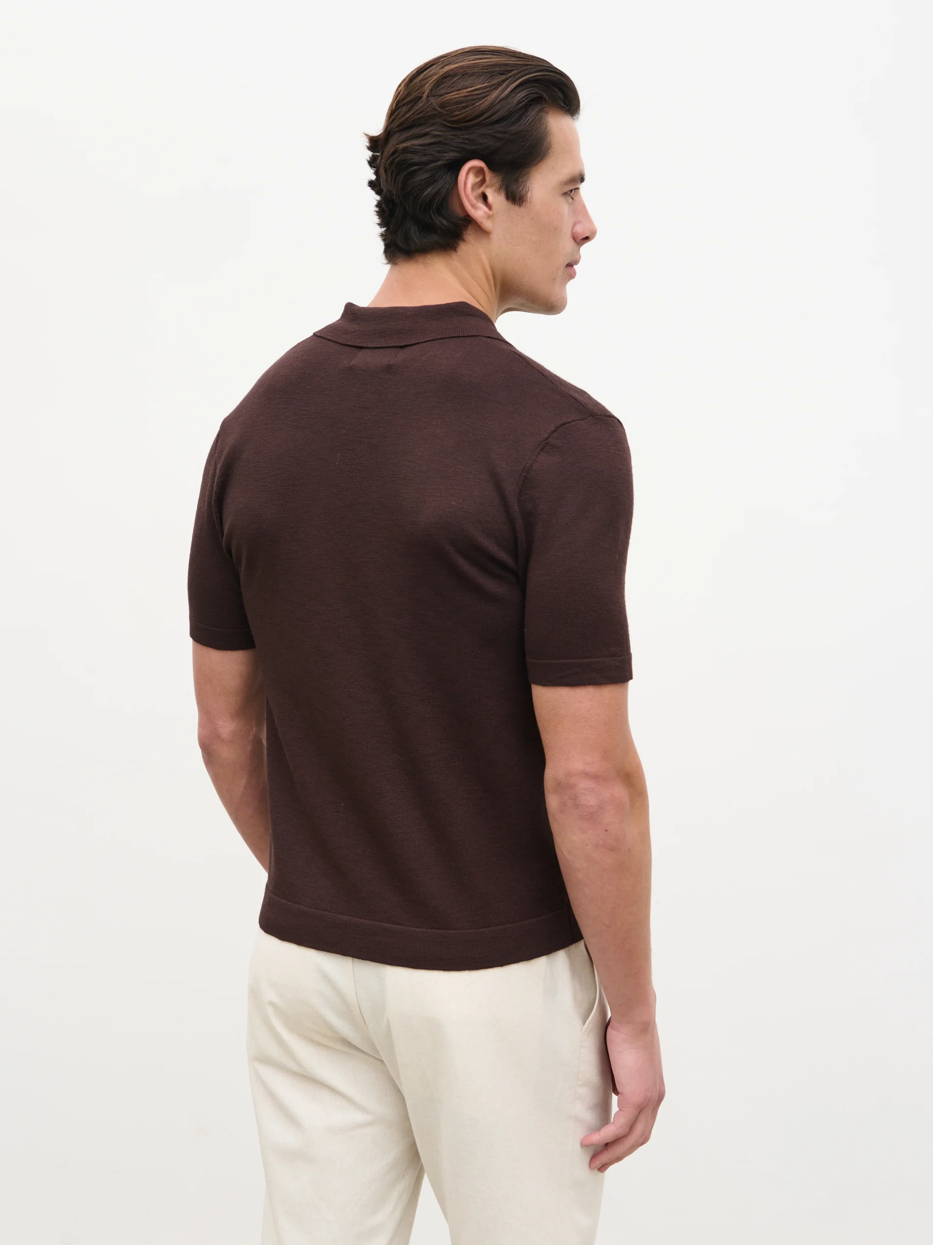 Brax Small Placket Knit Polo Top - Brown - Image 4