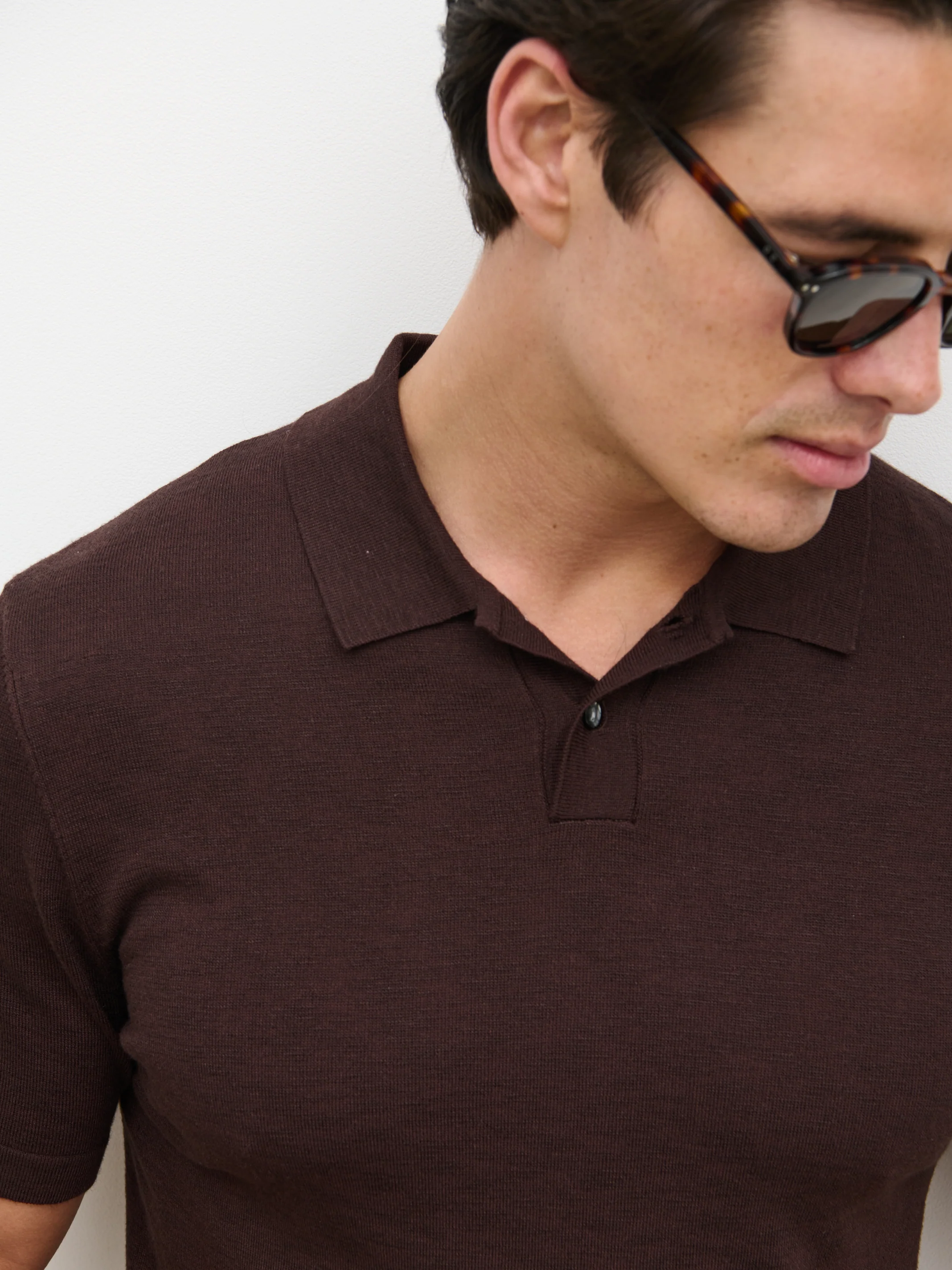 Brax Small Placket Knit Polo Top - Brown - Image 6