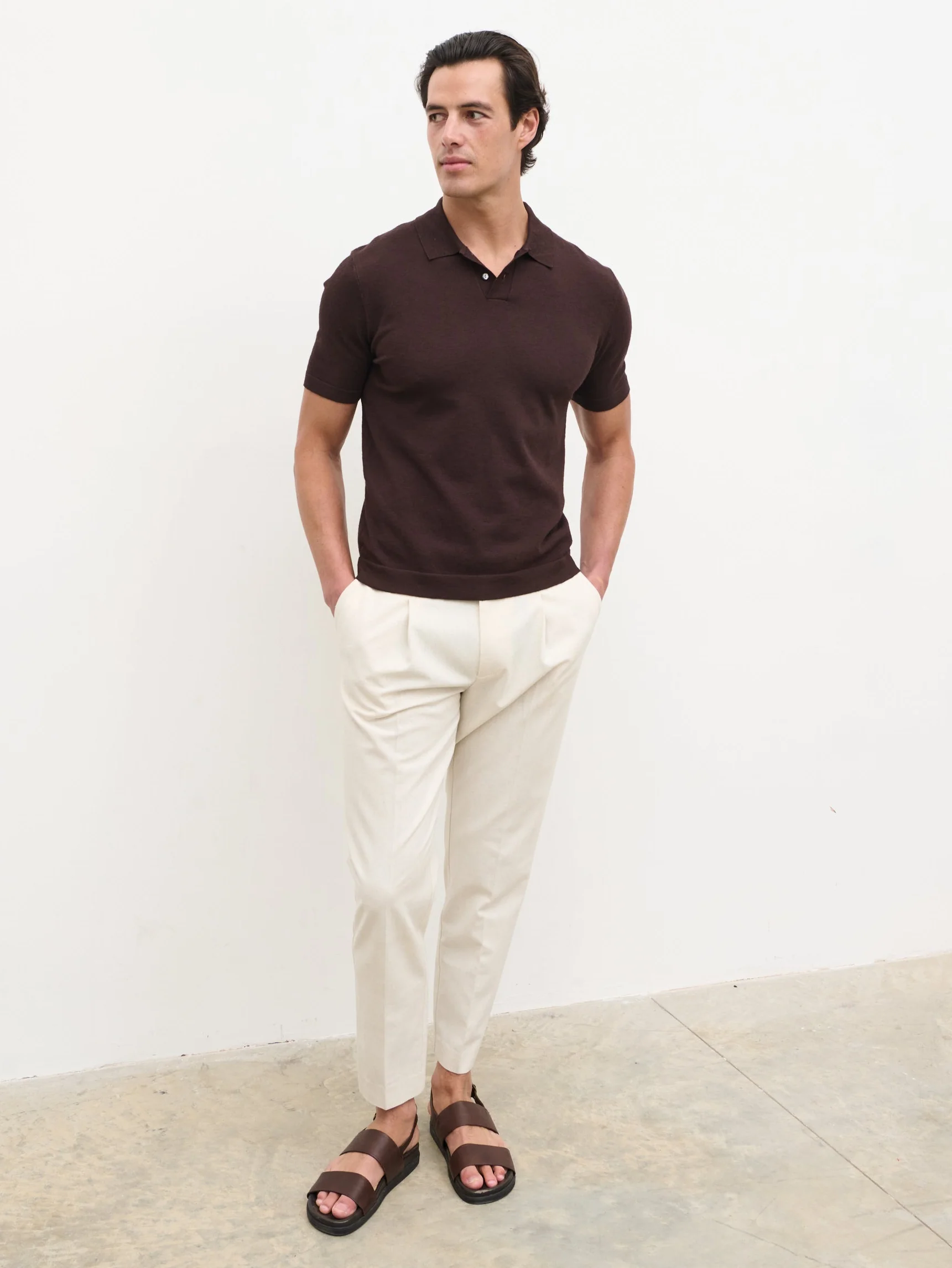 Brax Small Placket Knit Polo Top - Brown - Image 7