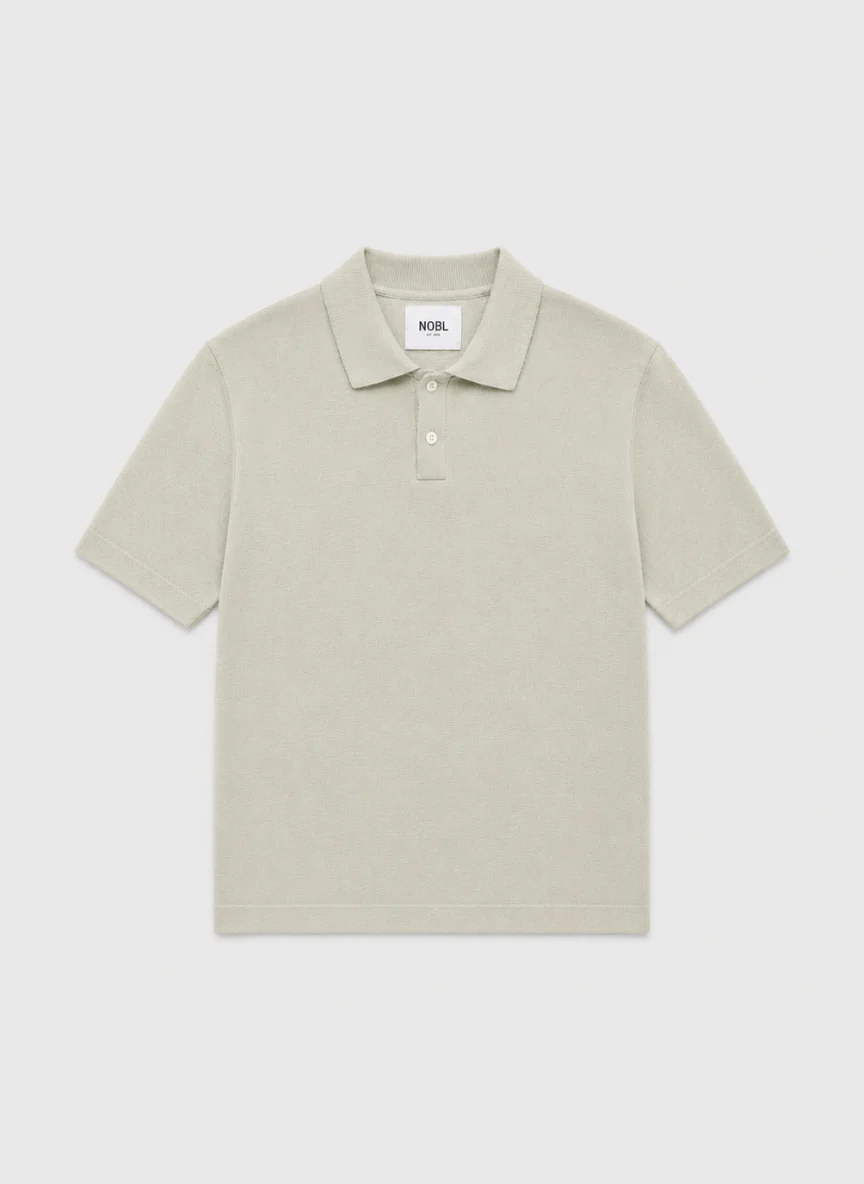 Brax Small Placket Knit Polo Top - Sage Green