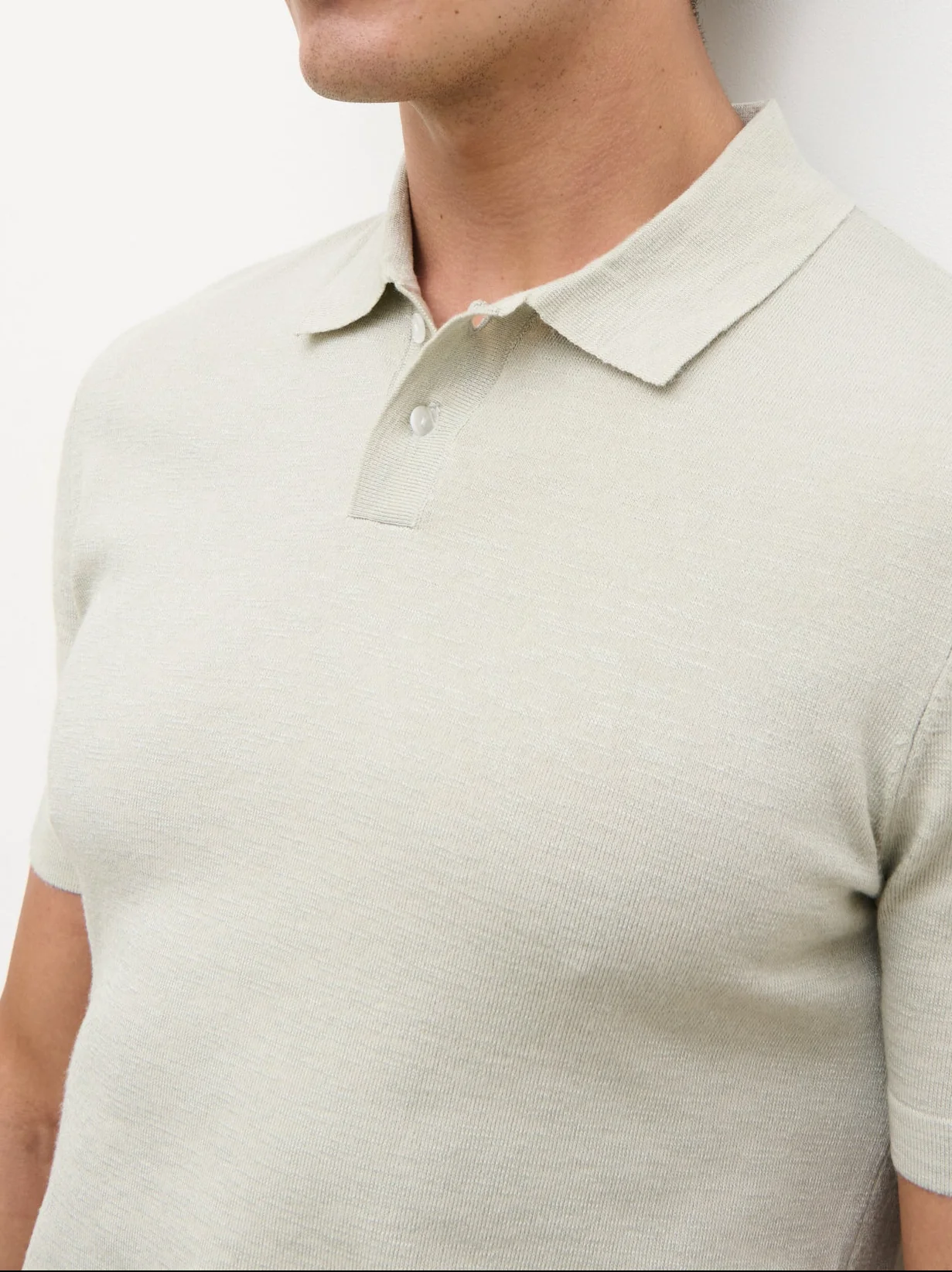 Brax Small Placket Knit Polo Top - Sage Green - Image 5