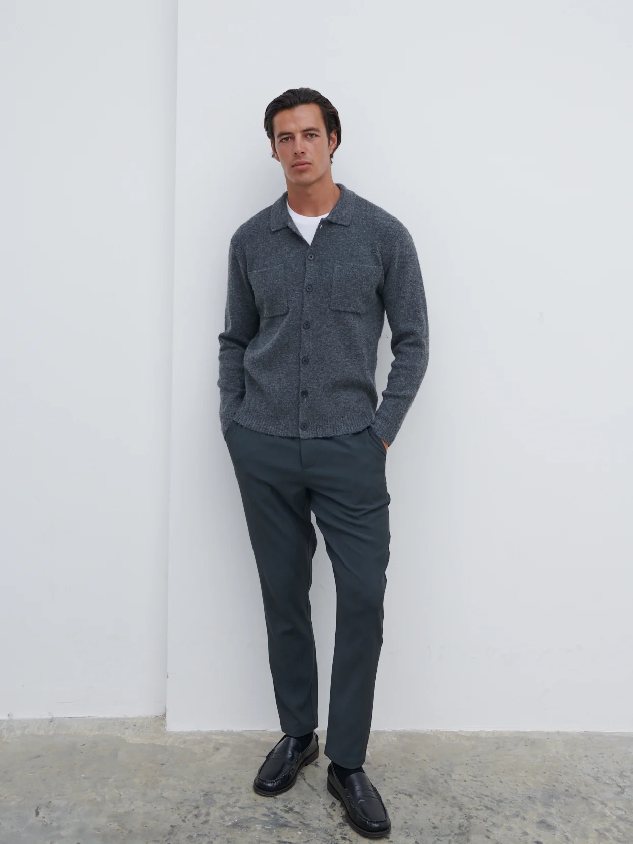 Brookes Knitted Shirt - Dark Grey - Image 2