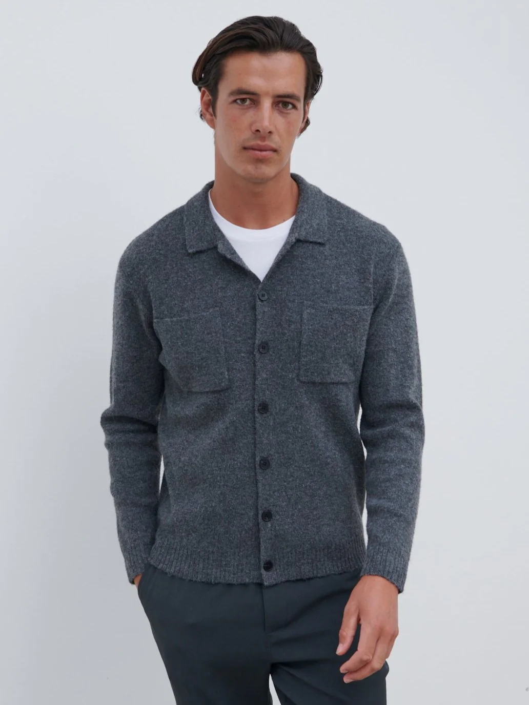Brookes Knitted Shirt - Dark Grey - Image 3