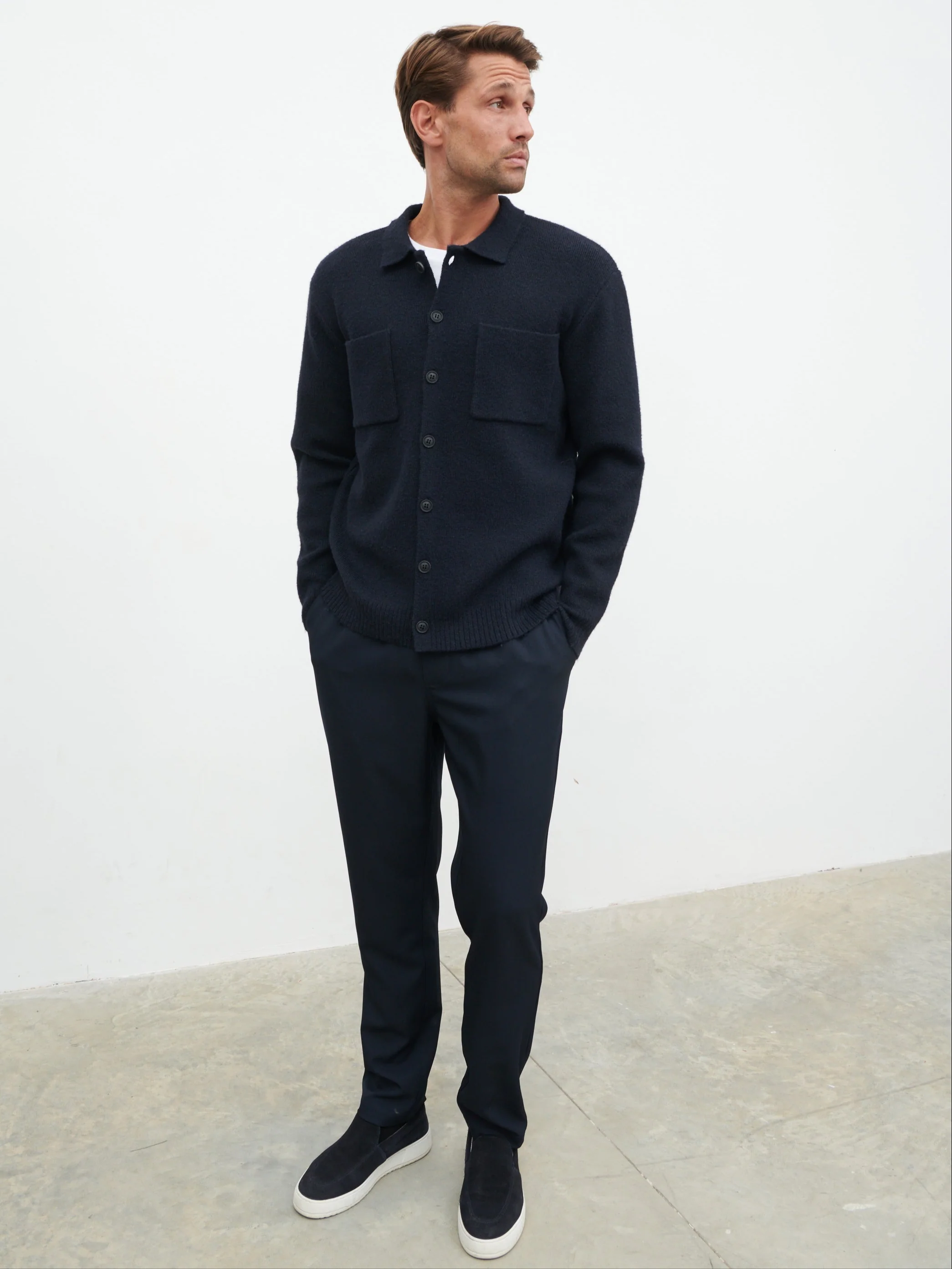 Brooks Knitted Shirt - Navy - Image 5