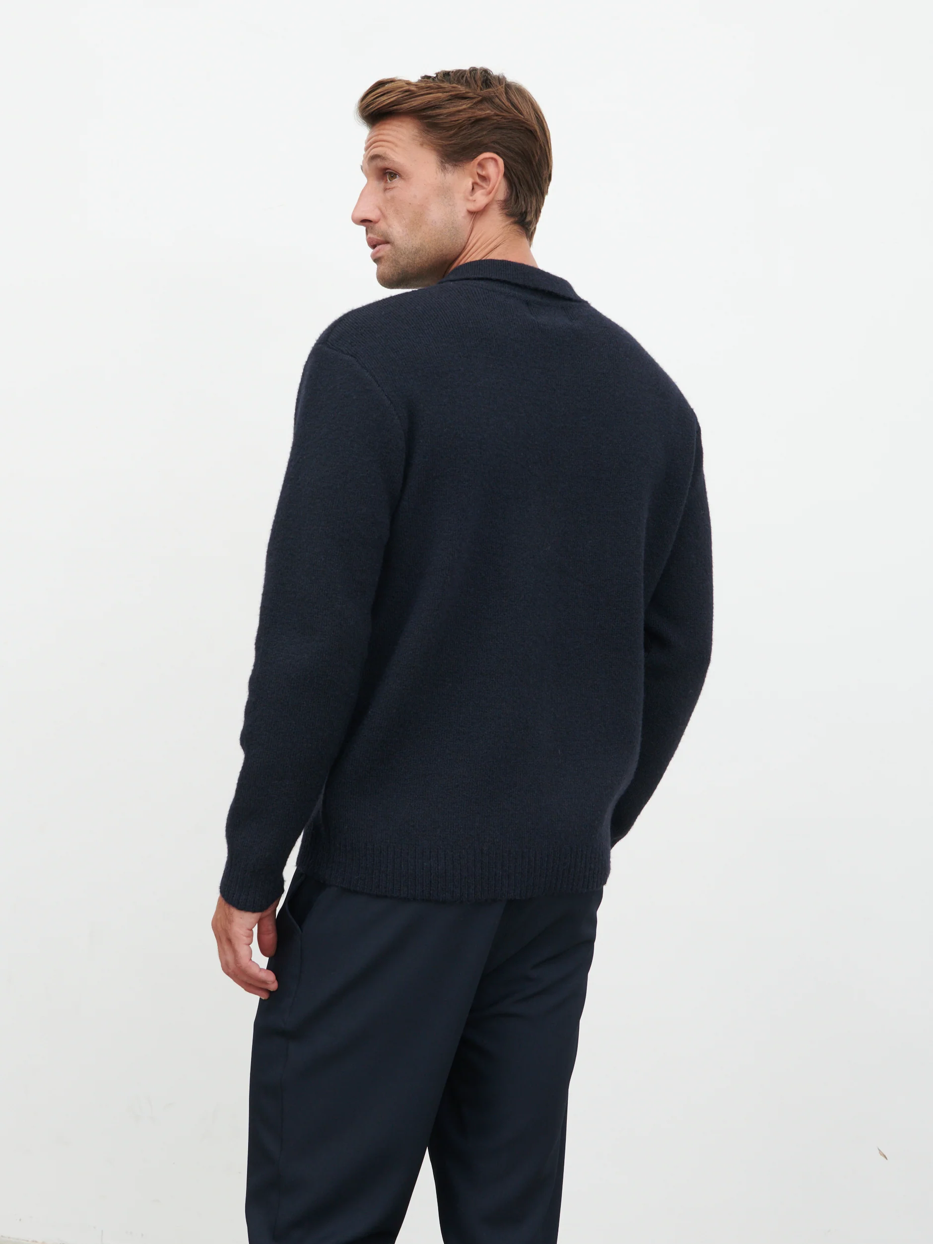 Brooks Knitted Shirt - Navy - Image 7