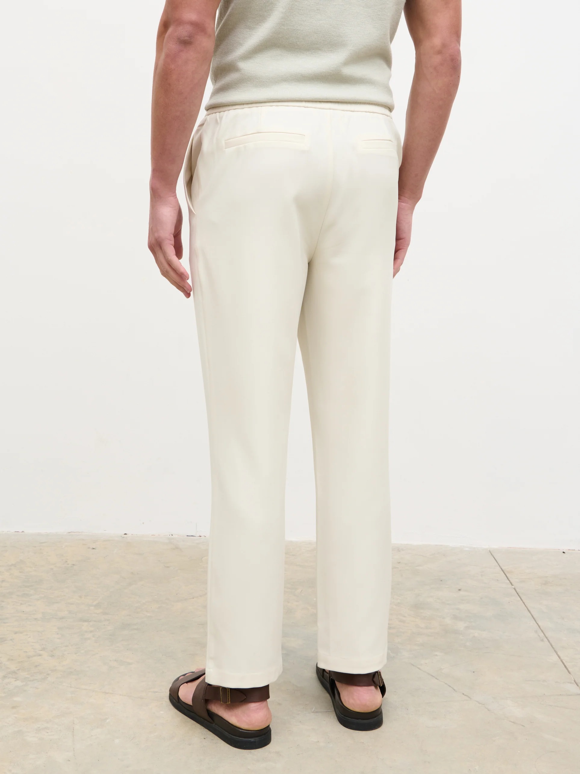 Bryce Straight Leg Drawstring Trousers - Light Stone - Image 5