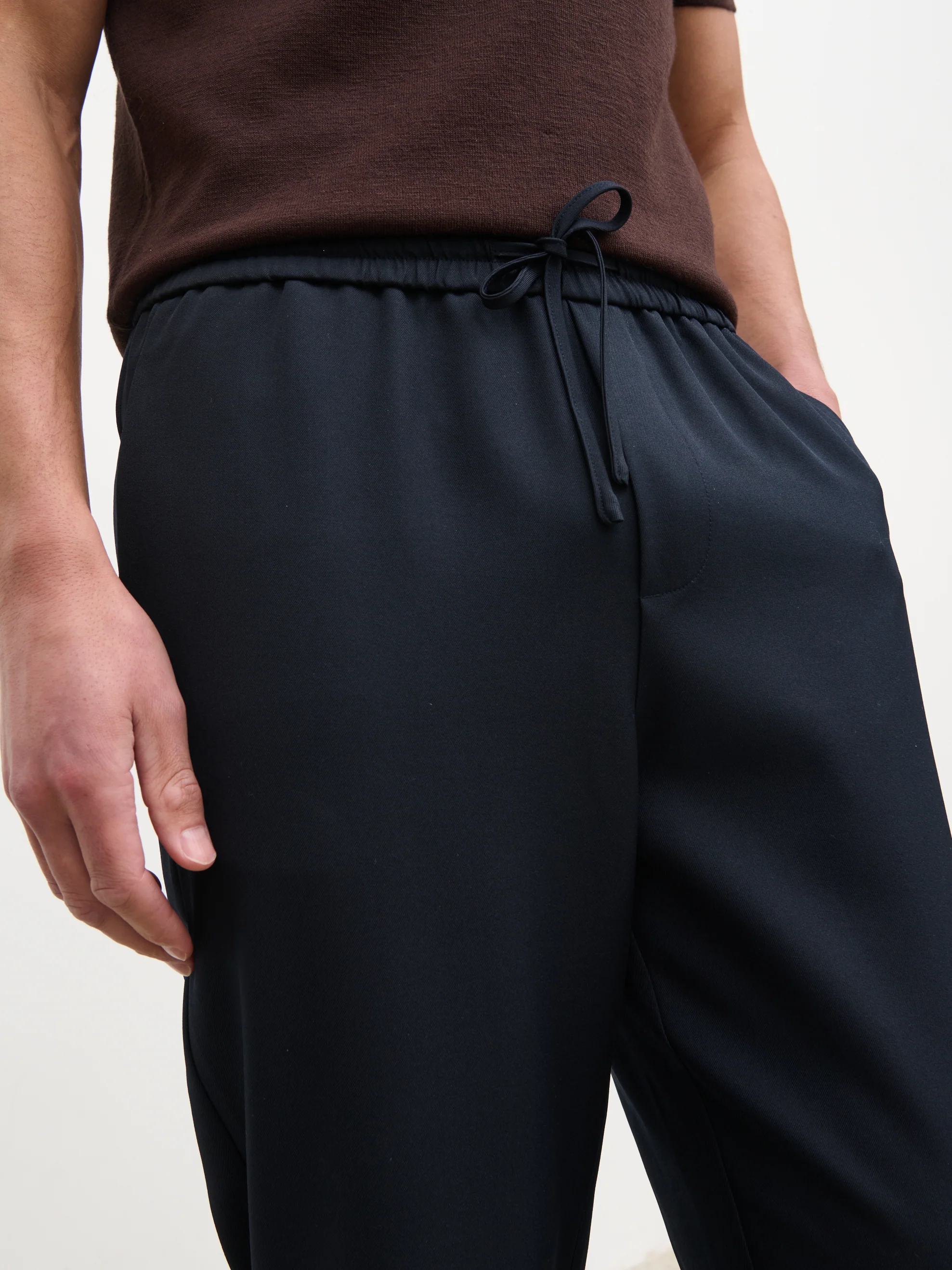 Bryce Straight Leg Drawstring Trousers - Navy - Image 4