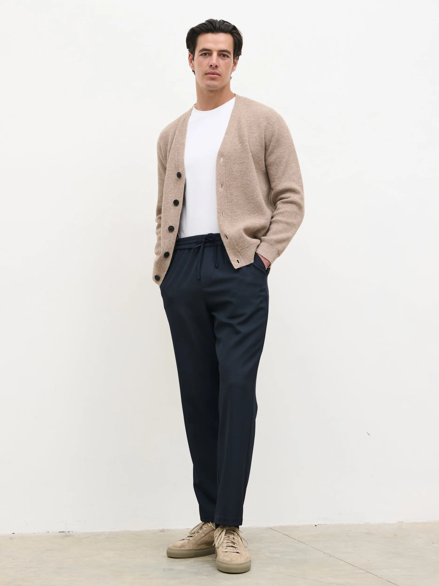 Bryce Straight Leg Drawstring Trousers - Navy - Image 8