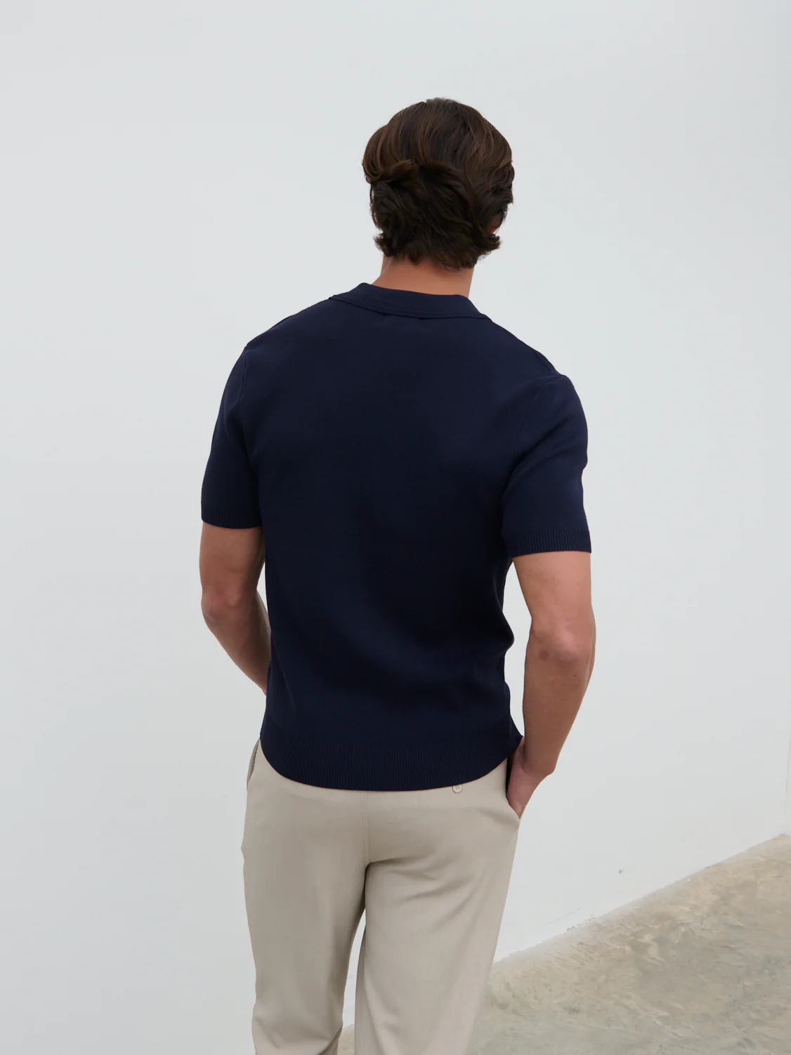 Caleb Short Sleeve Knit Polo - Navy - Image 4