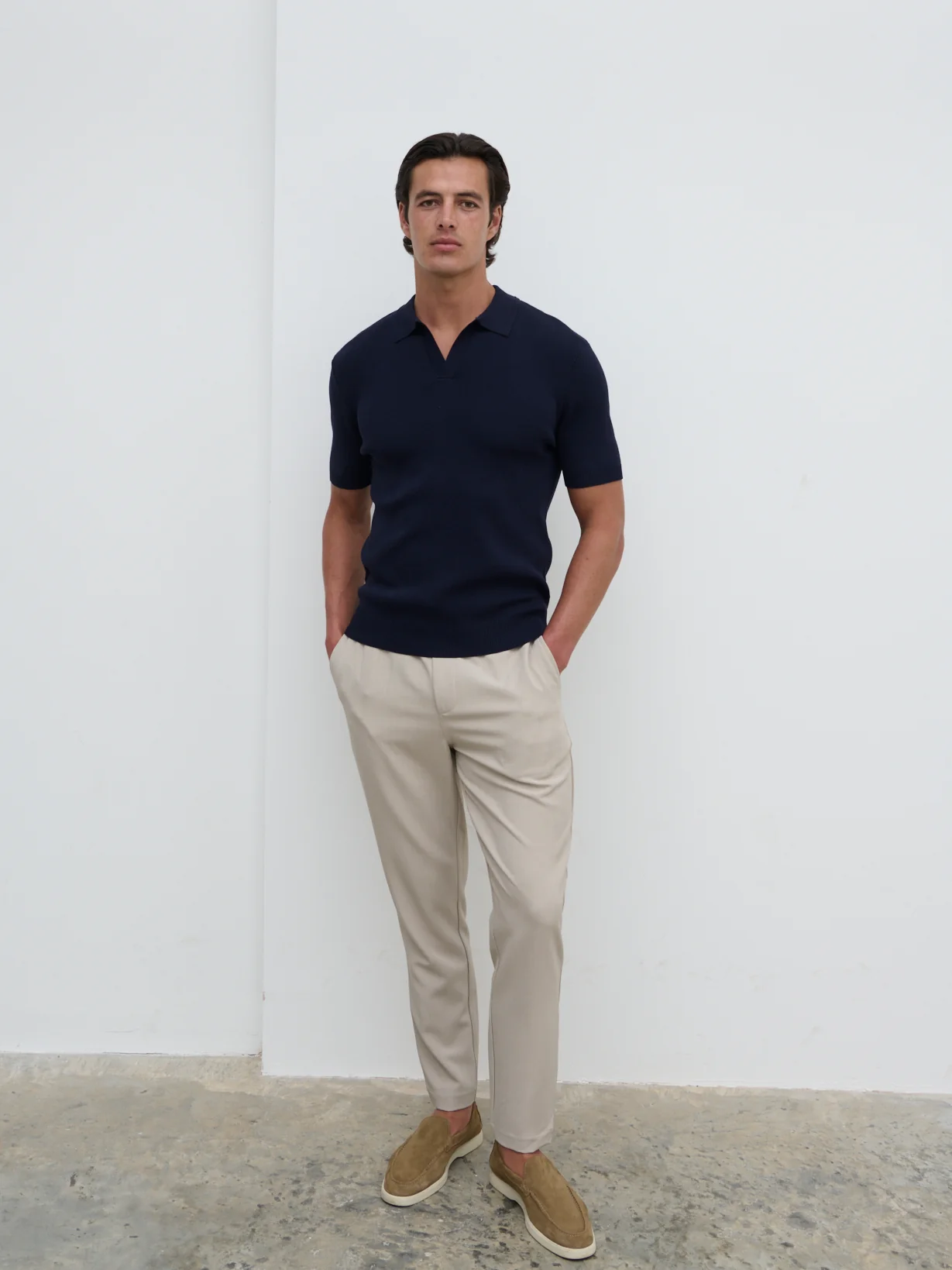Caleb Short Sleeve Knit Polo - Navy - Image 5