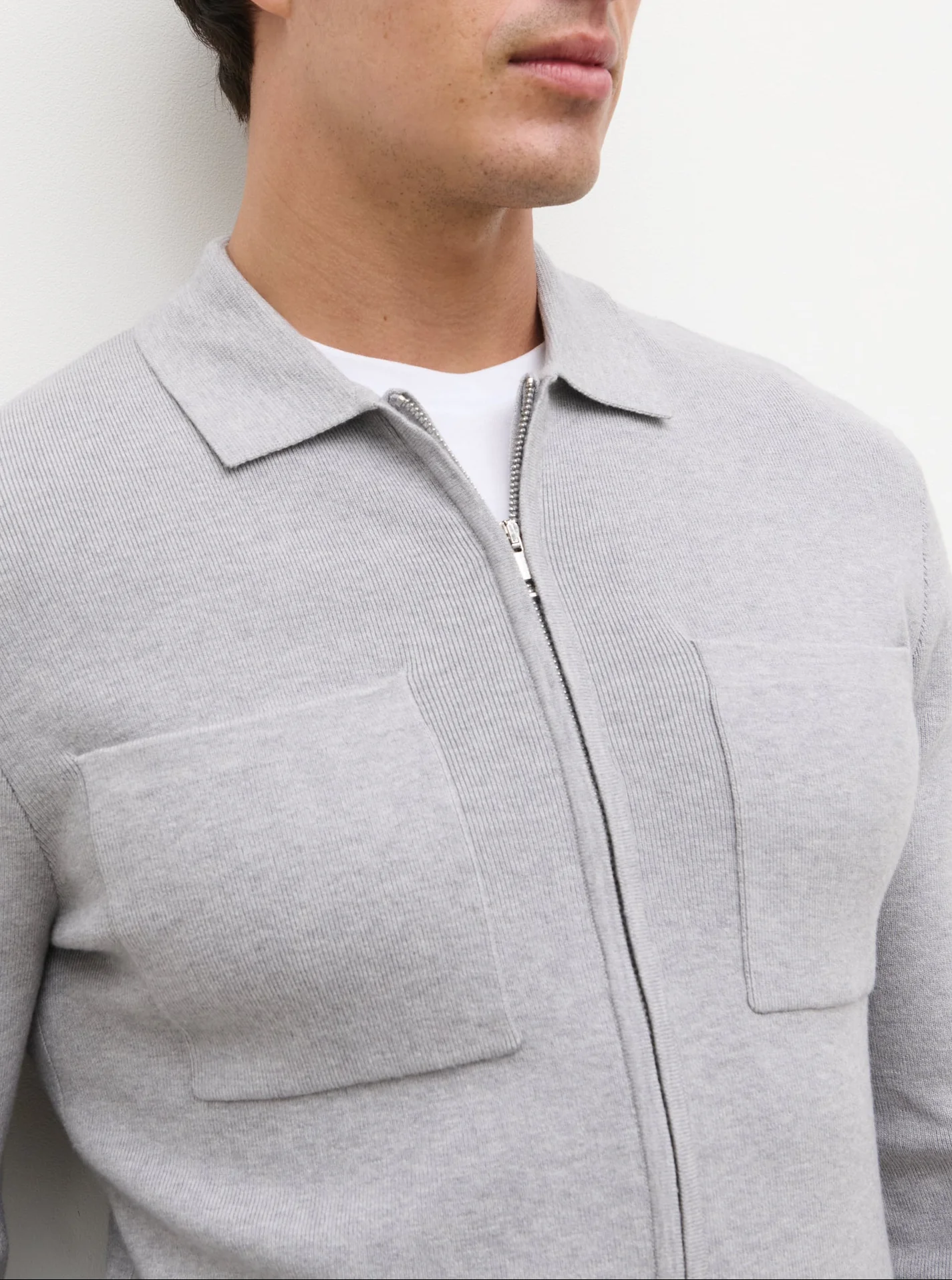 Cassius Zip Front Knit Jacket - Grey - Image 6