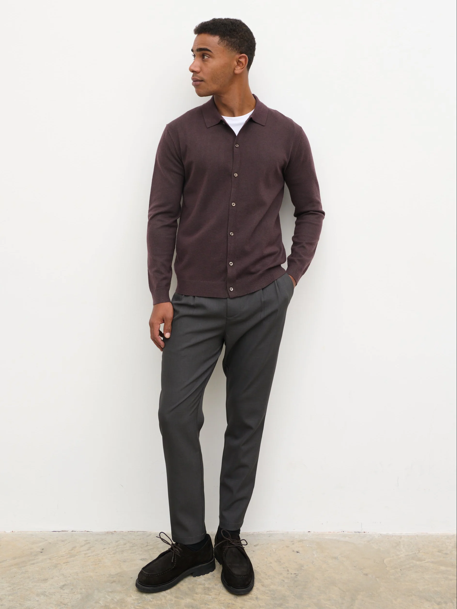 Chase Soft Marl Knit Shirt - Chocolate Brown - Image 4