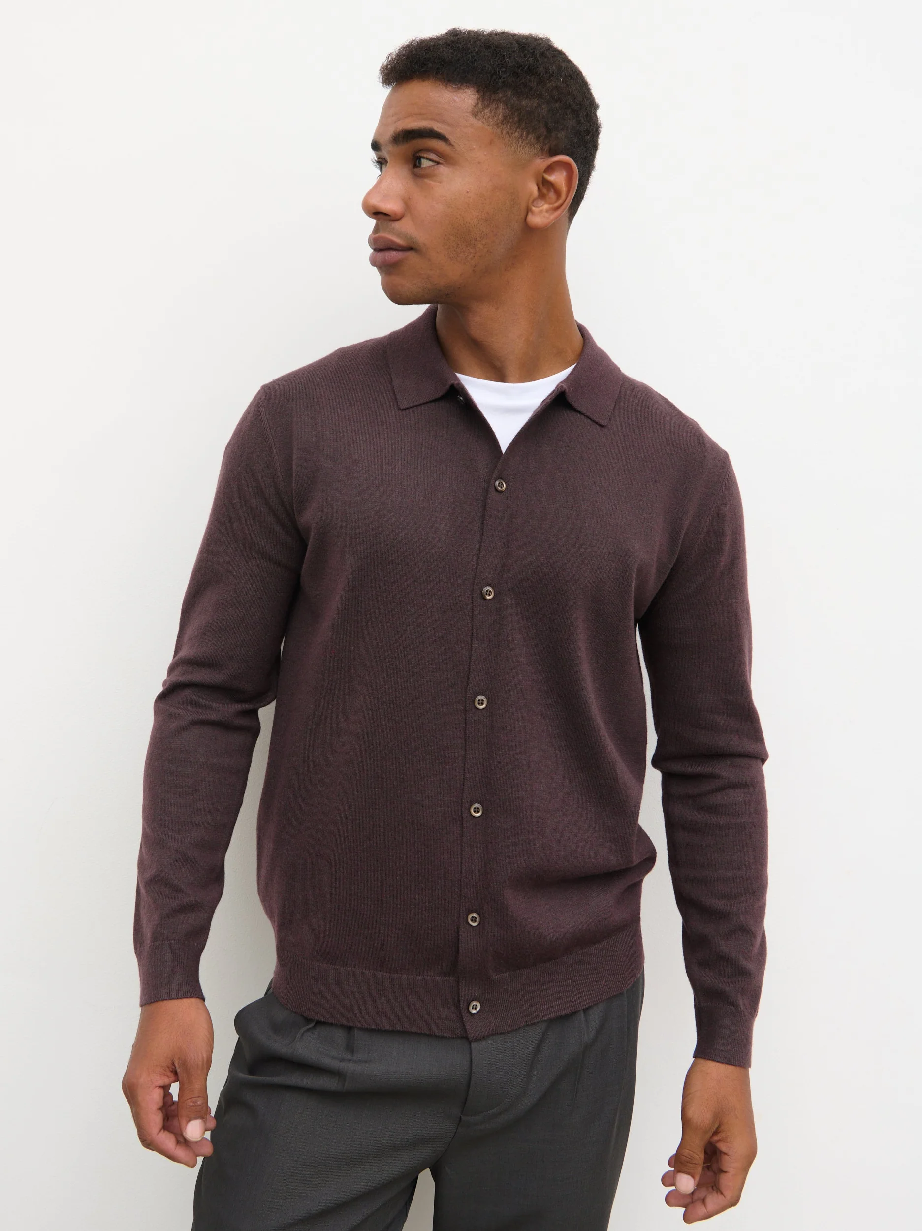 Chase Soft Marl Knit Shirt - Chocolate Brown - Image 5