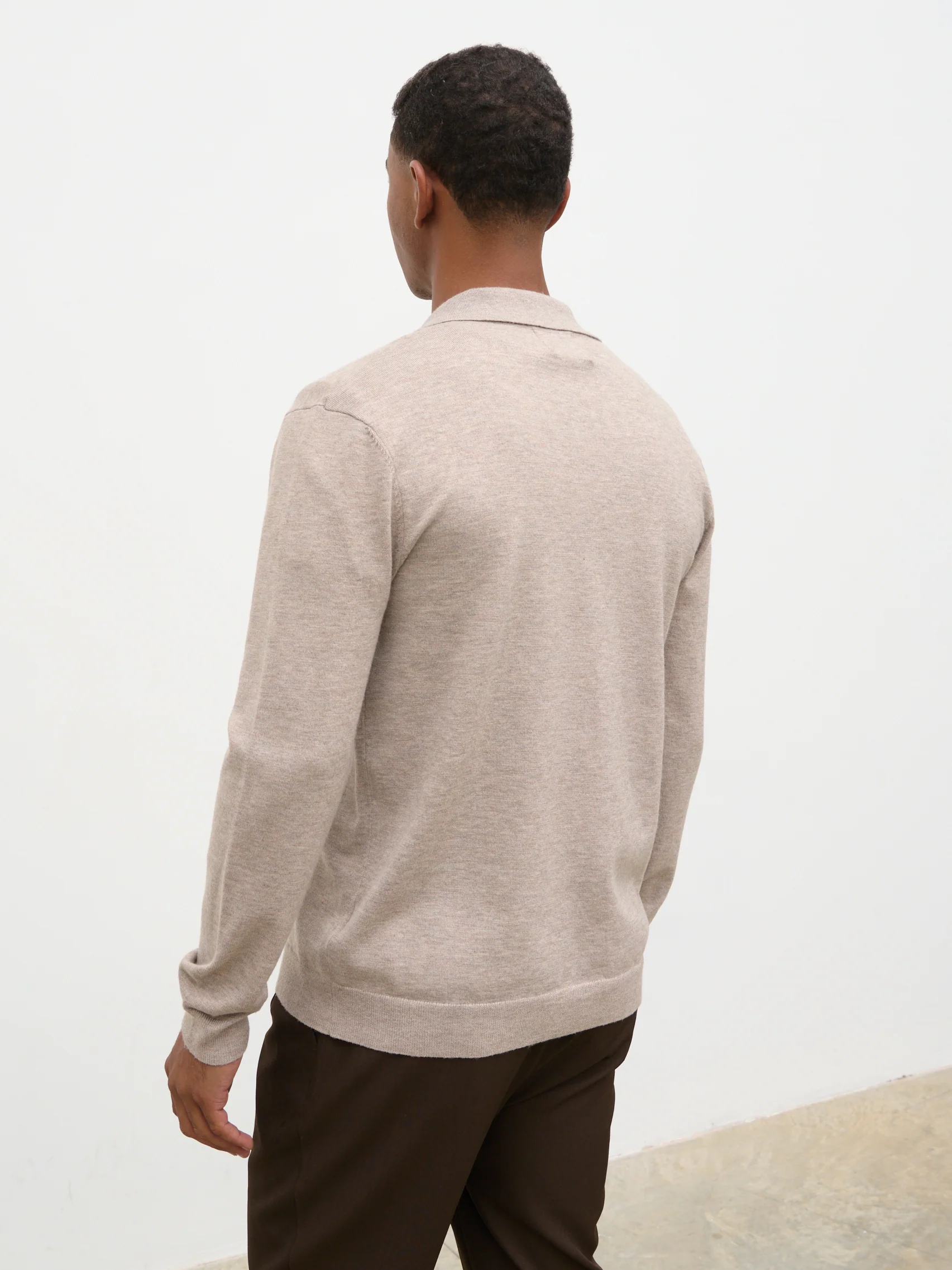 Chase Soft Marl Knit Shirt - Dark Taupe - Image 6