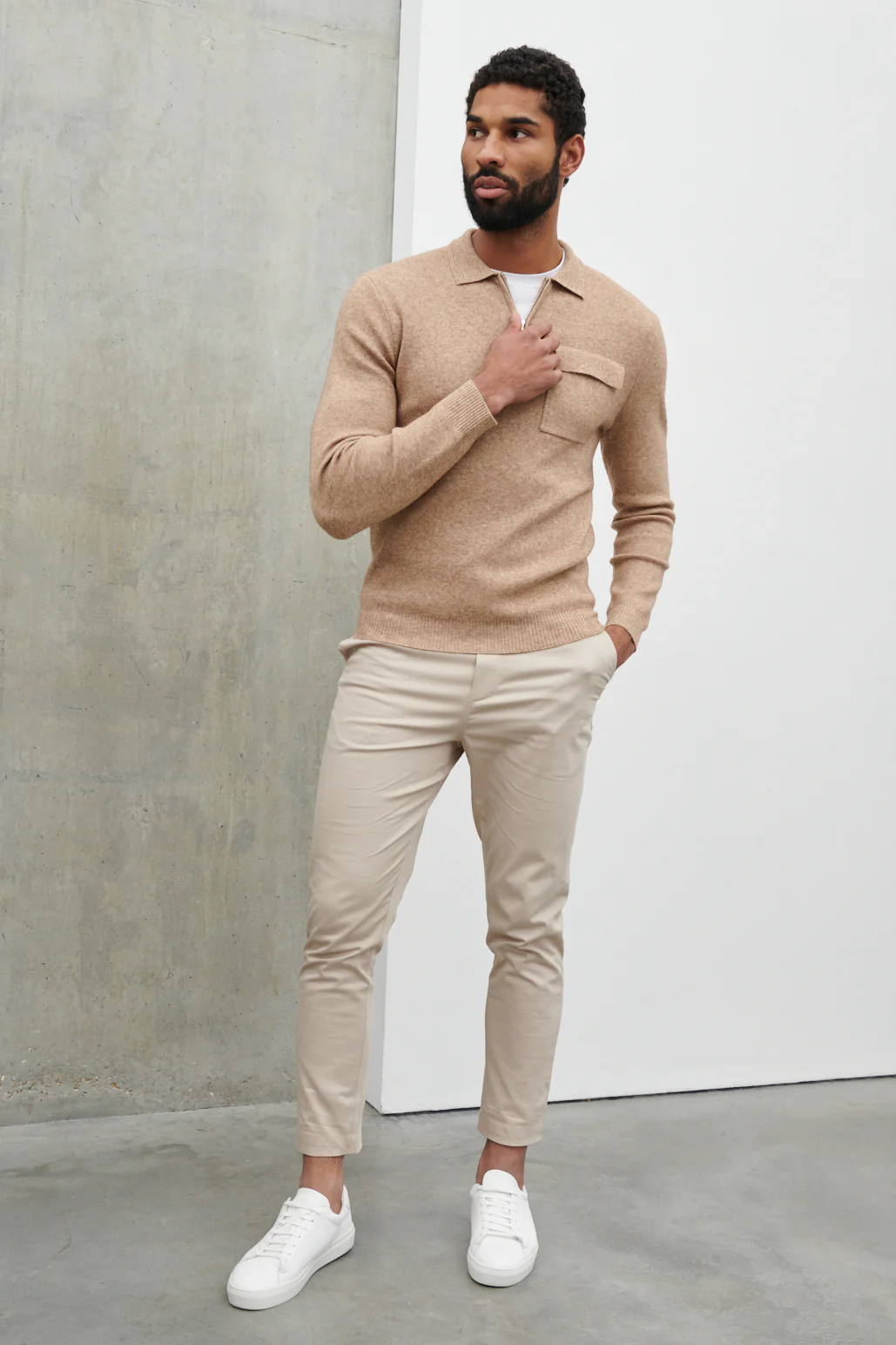Chester Half Zip Knit Jumper - Brown Marl - Image 4