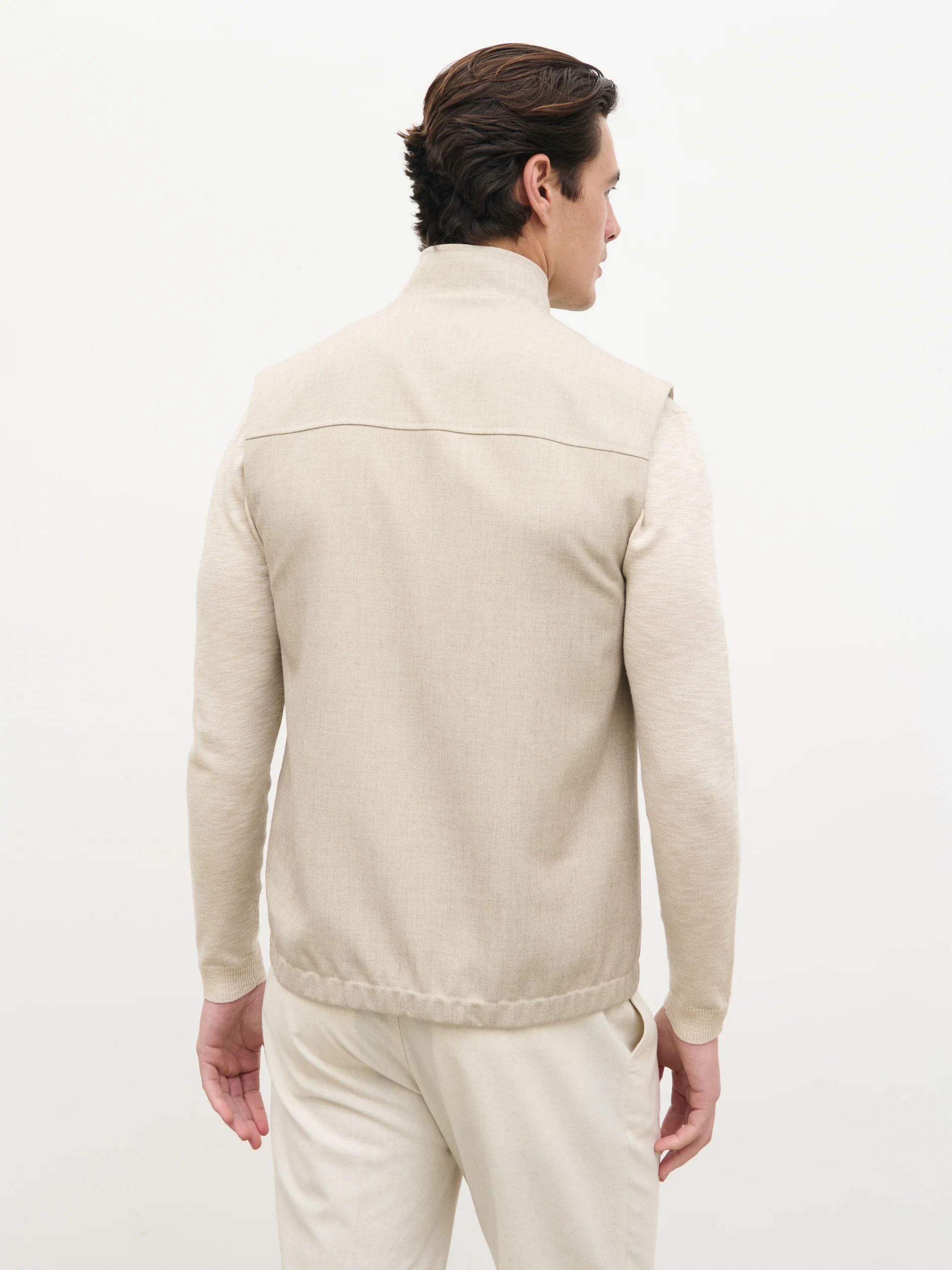 Clarke Double Zipper Gilet - Beige - Image 9