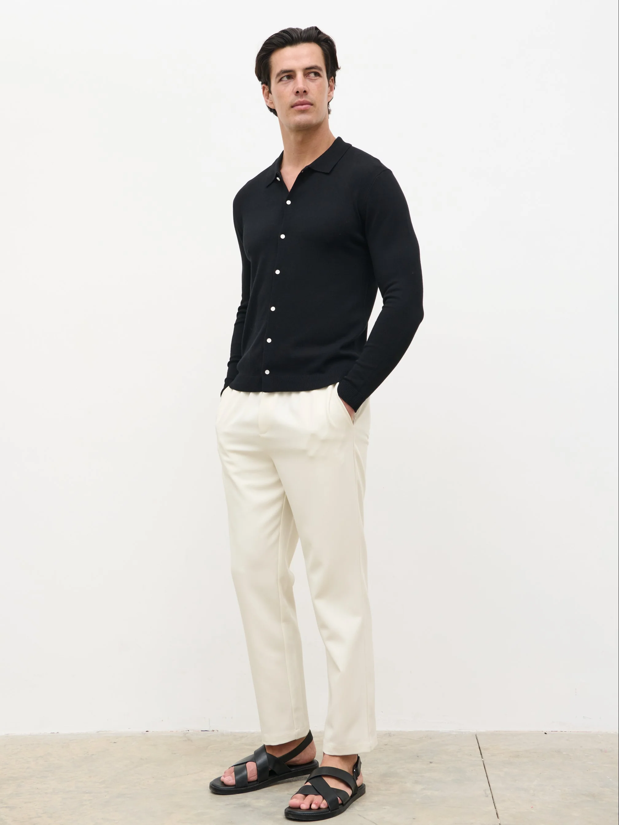 Conrad Tailored Knit Shirt - Black - Image 6
