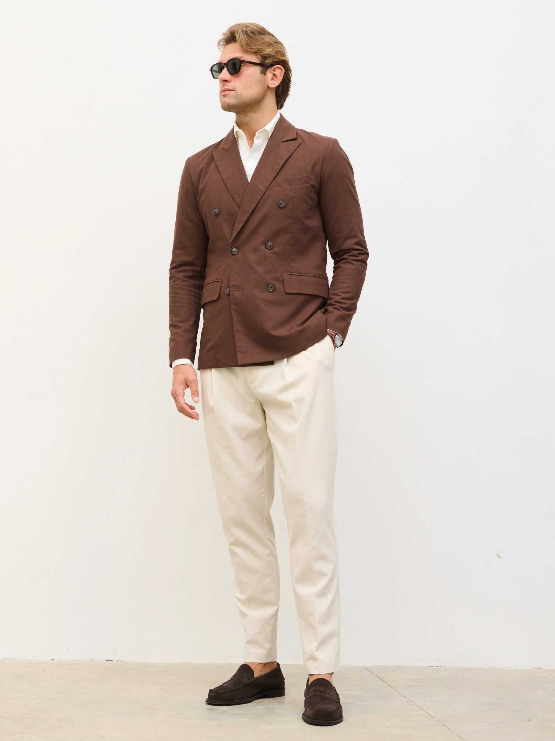Dante Lightweight Linen Blazer - Chocolate Brown - Image 5