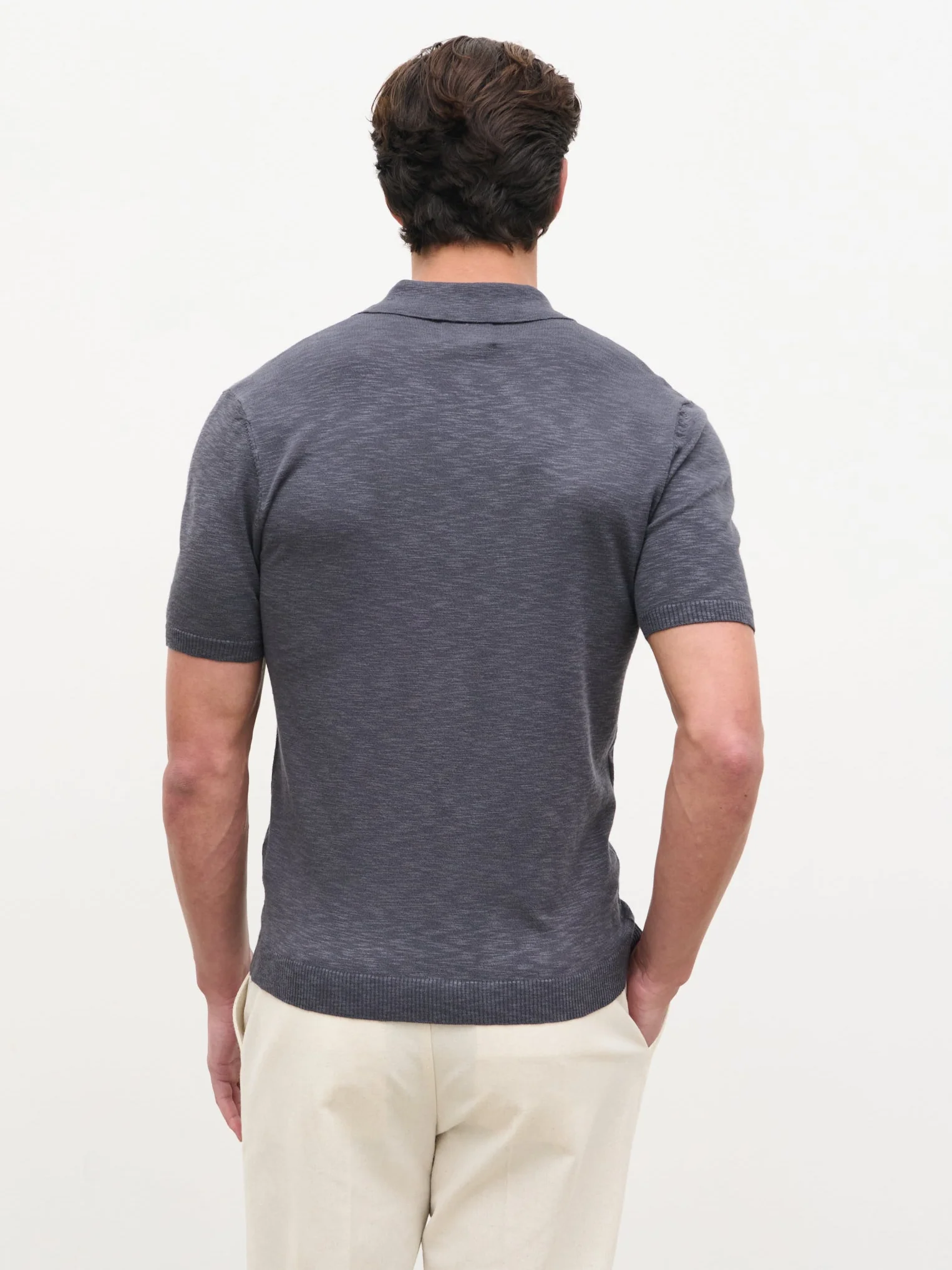Drayo Open Work Knit Polo - Blue - Image 6