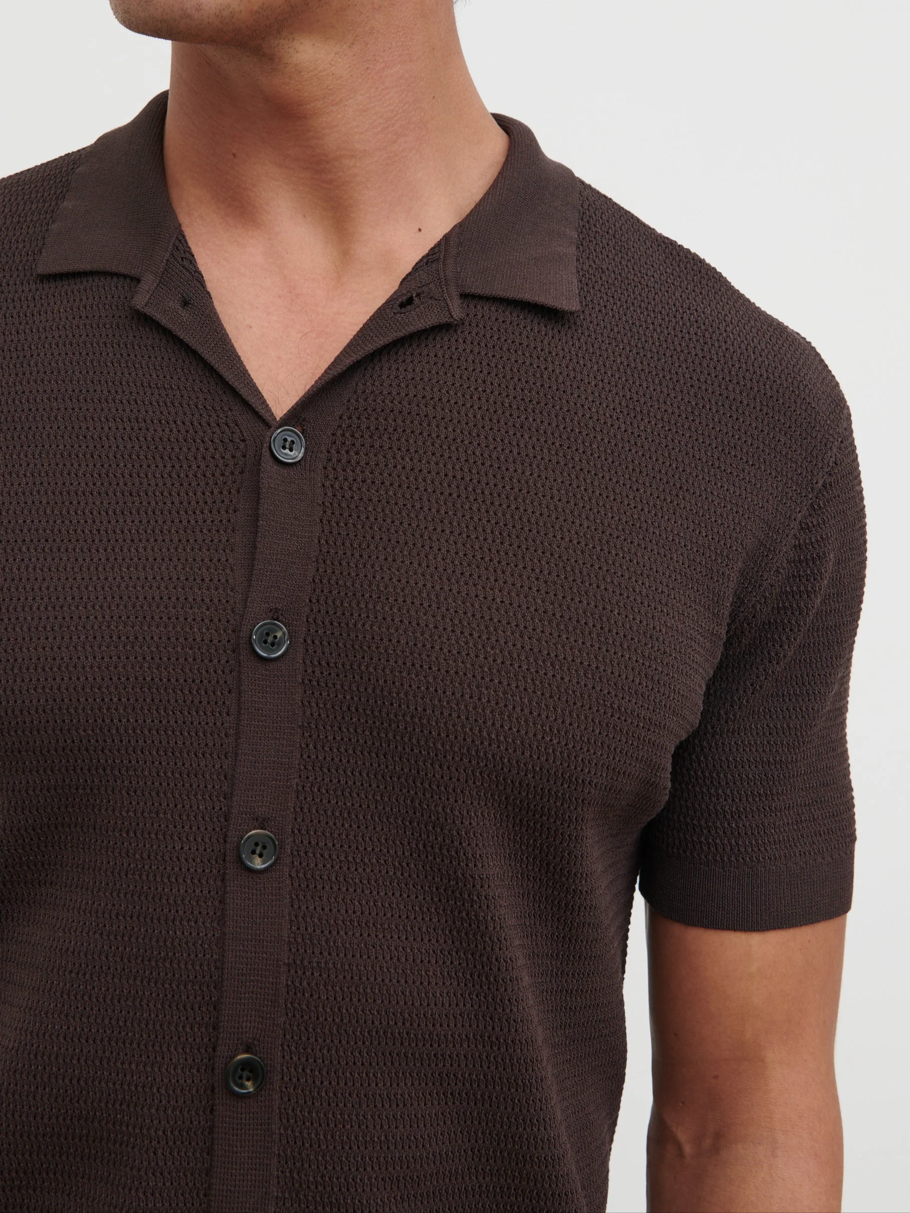 Elliot Knit Shirt - Chocolate Brown - Image 4