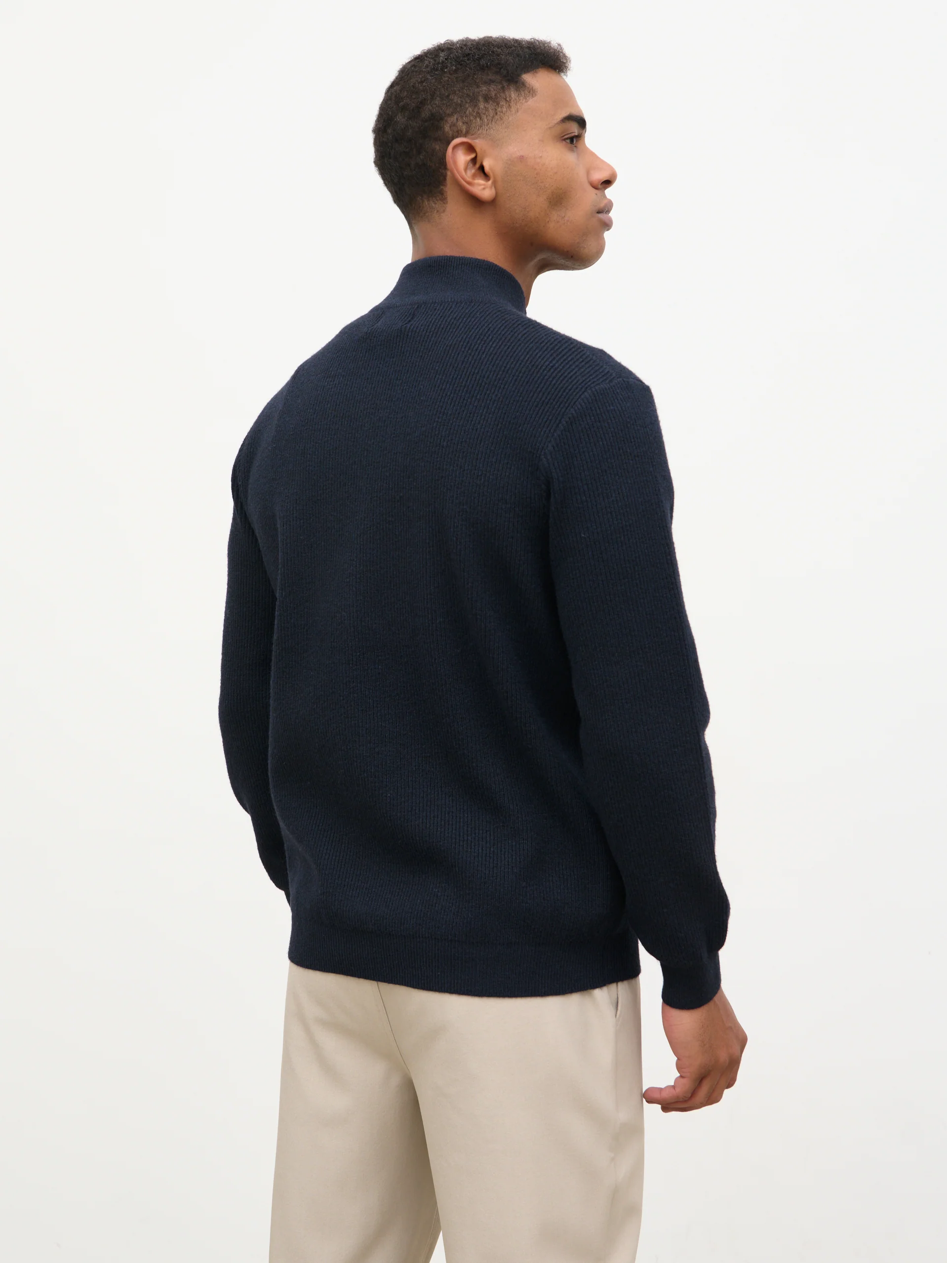 Elson Zip Funnel Neck Jumper - Navy - Image 5