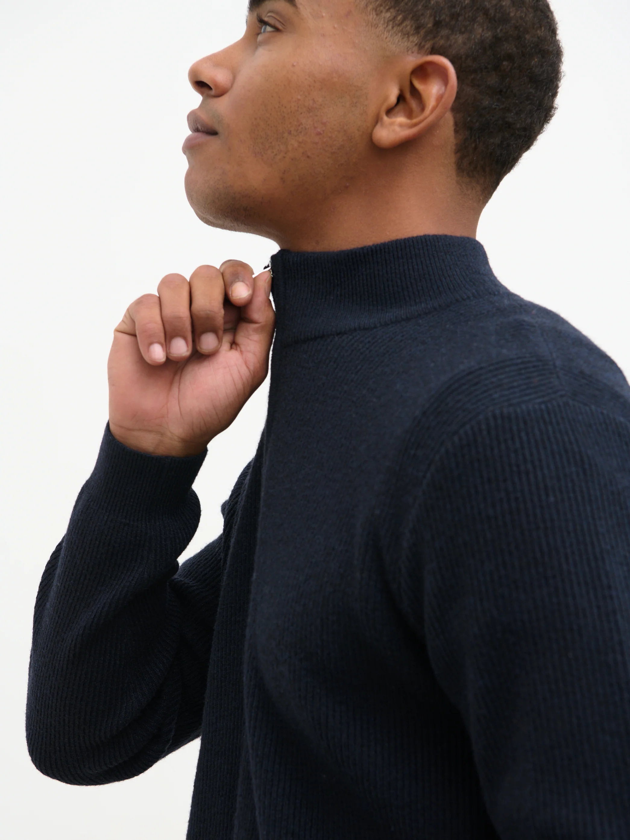 Elson Zip Funnel Neck Jumper - Navy - Image 7