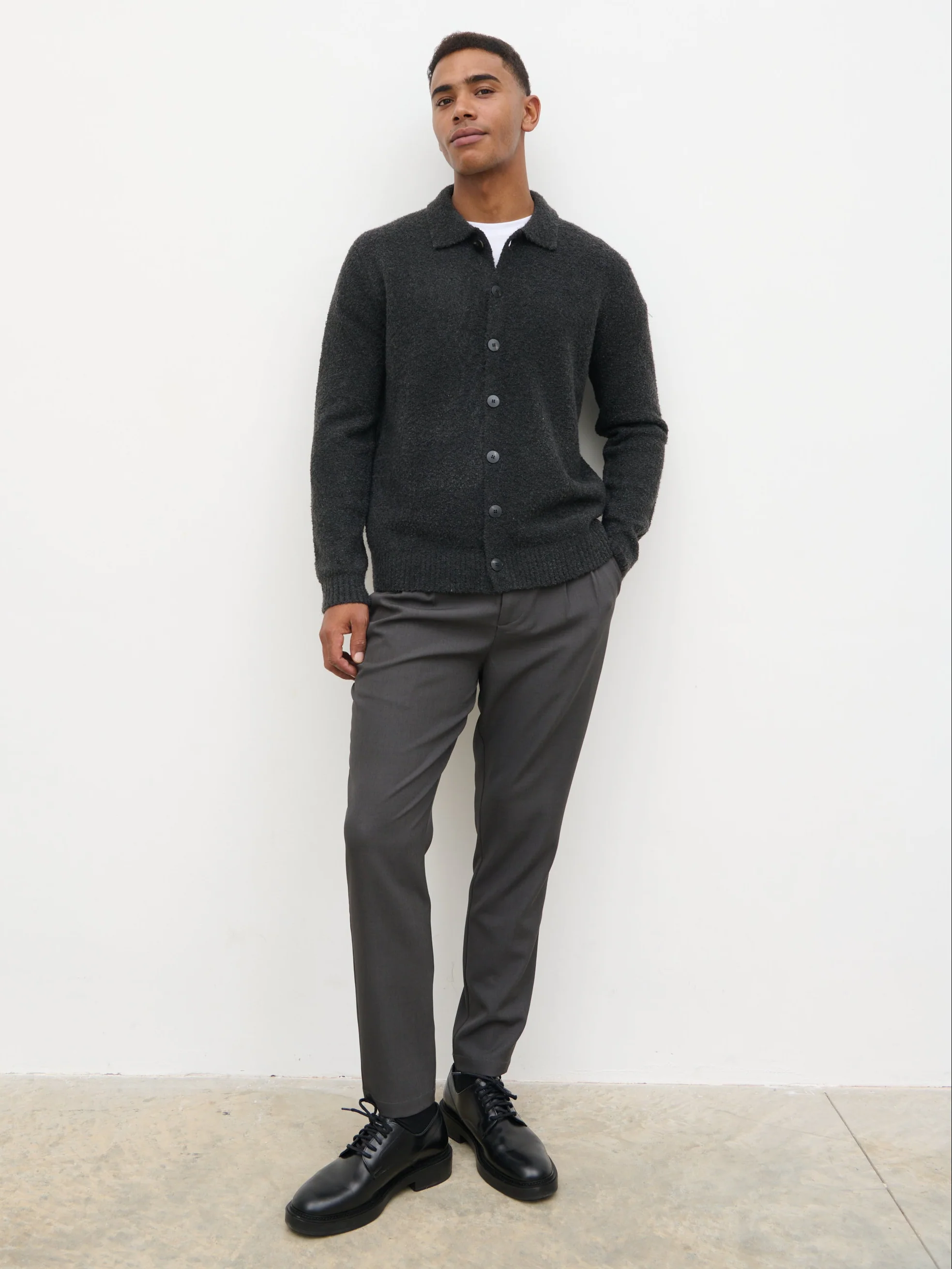 Finn Boucle Knit Shirt - Slate Grey - Image 4
