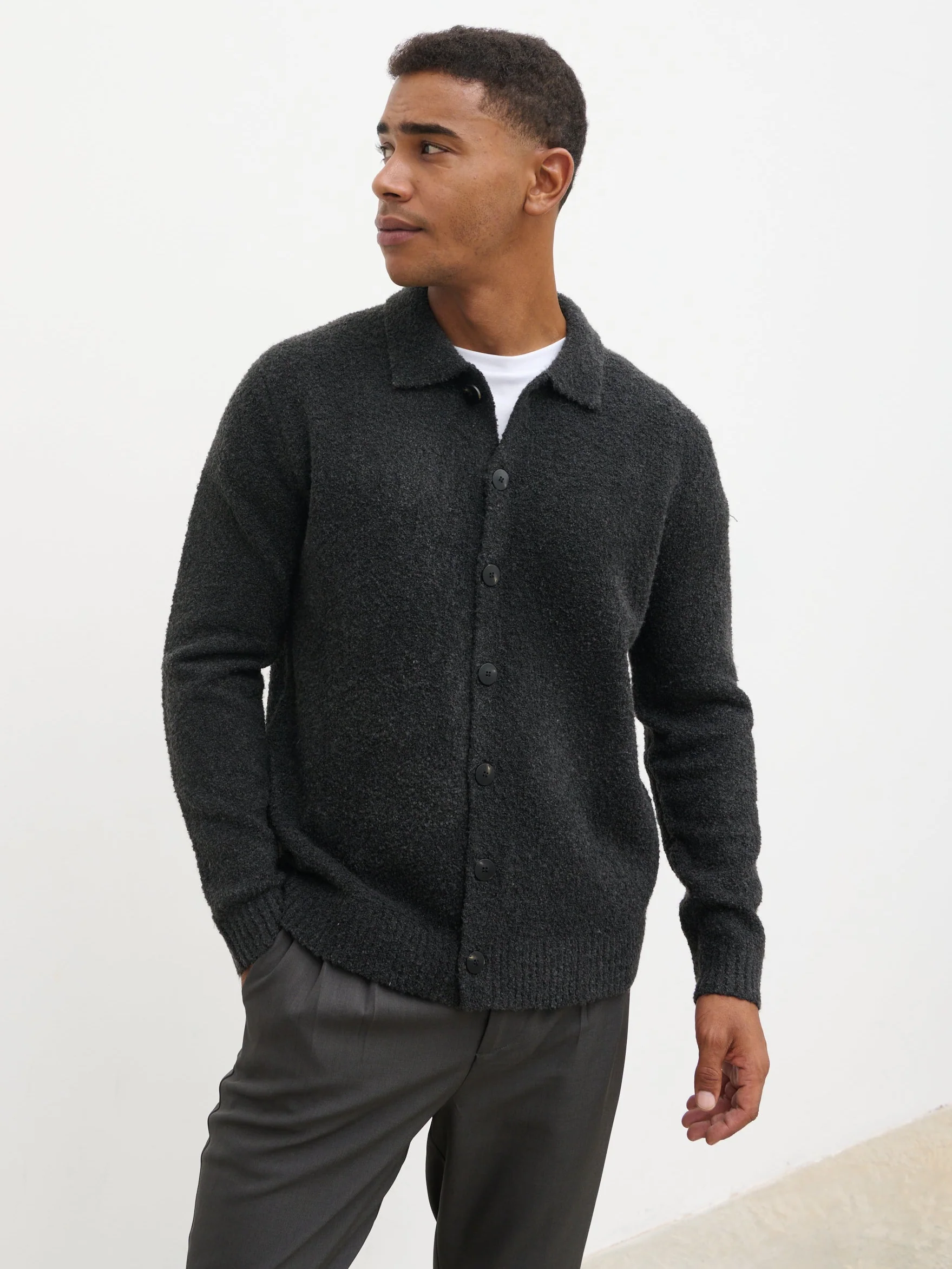 Finn Boucle Knit Shirt - Slate Grey - Image 5