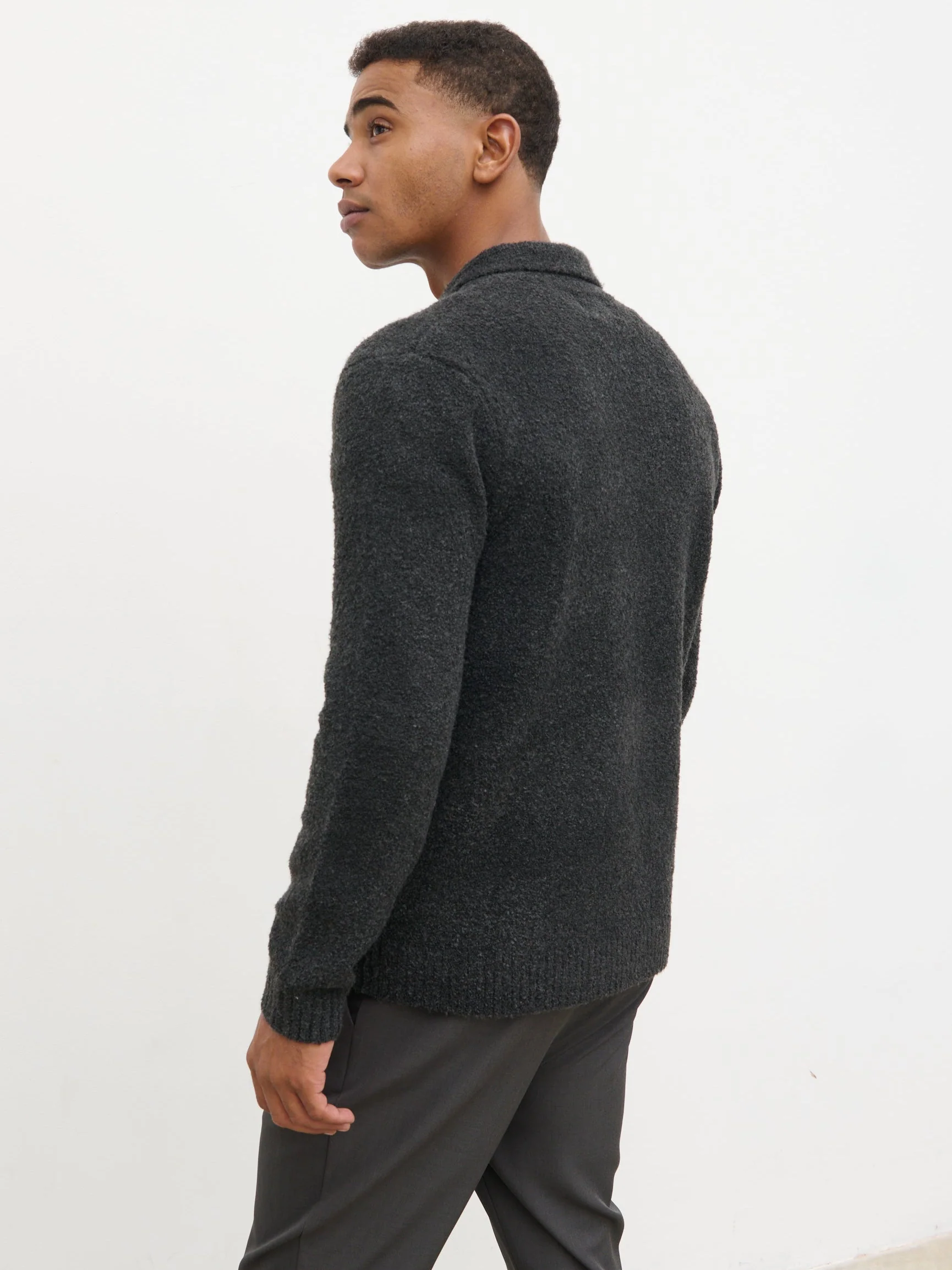 Finn Boucle Knit Shirt - Slate Grey - Image 6