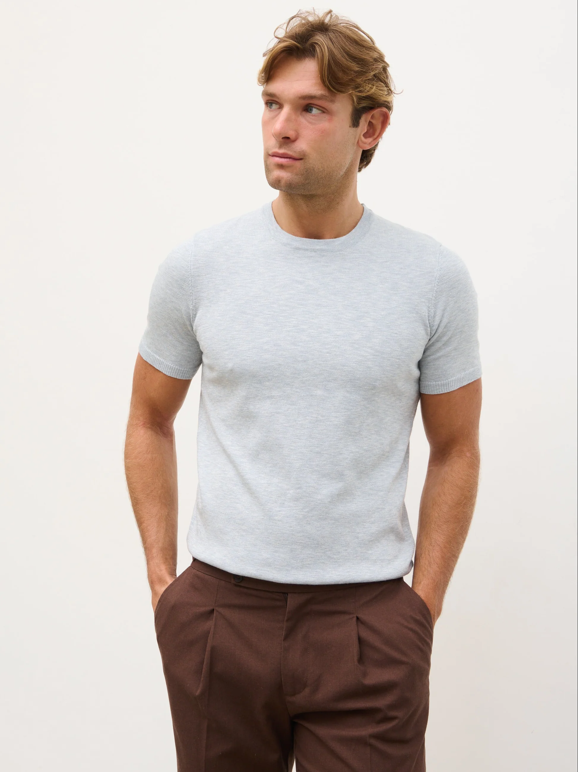 Harry Lightweight Knit T-Shirt - Blue Marl