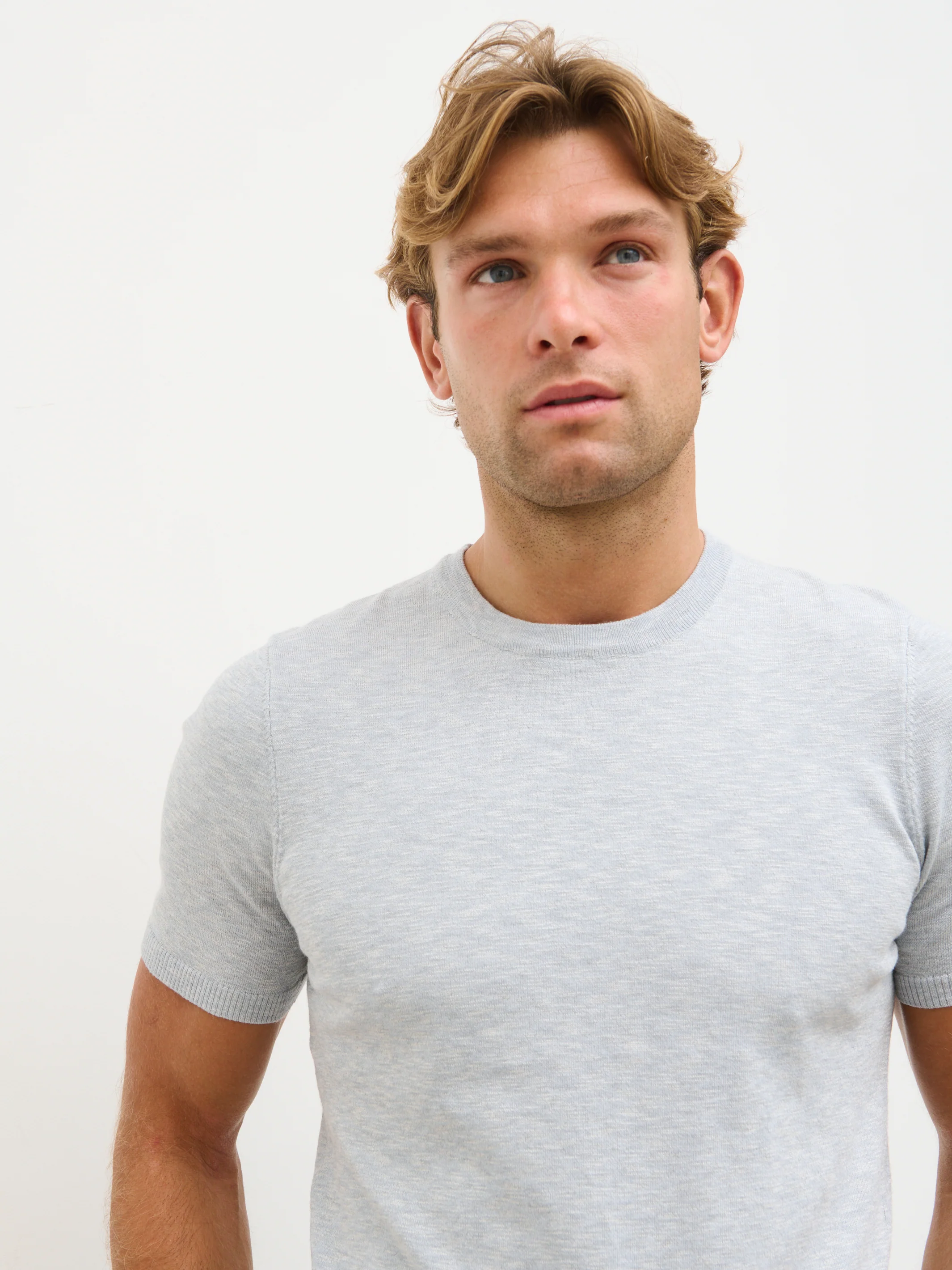 Harry Lightweight Knit T-Shirt - Blue Marl - Image 2
