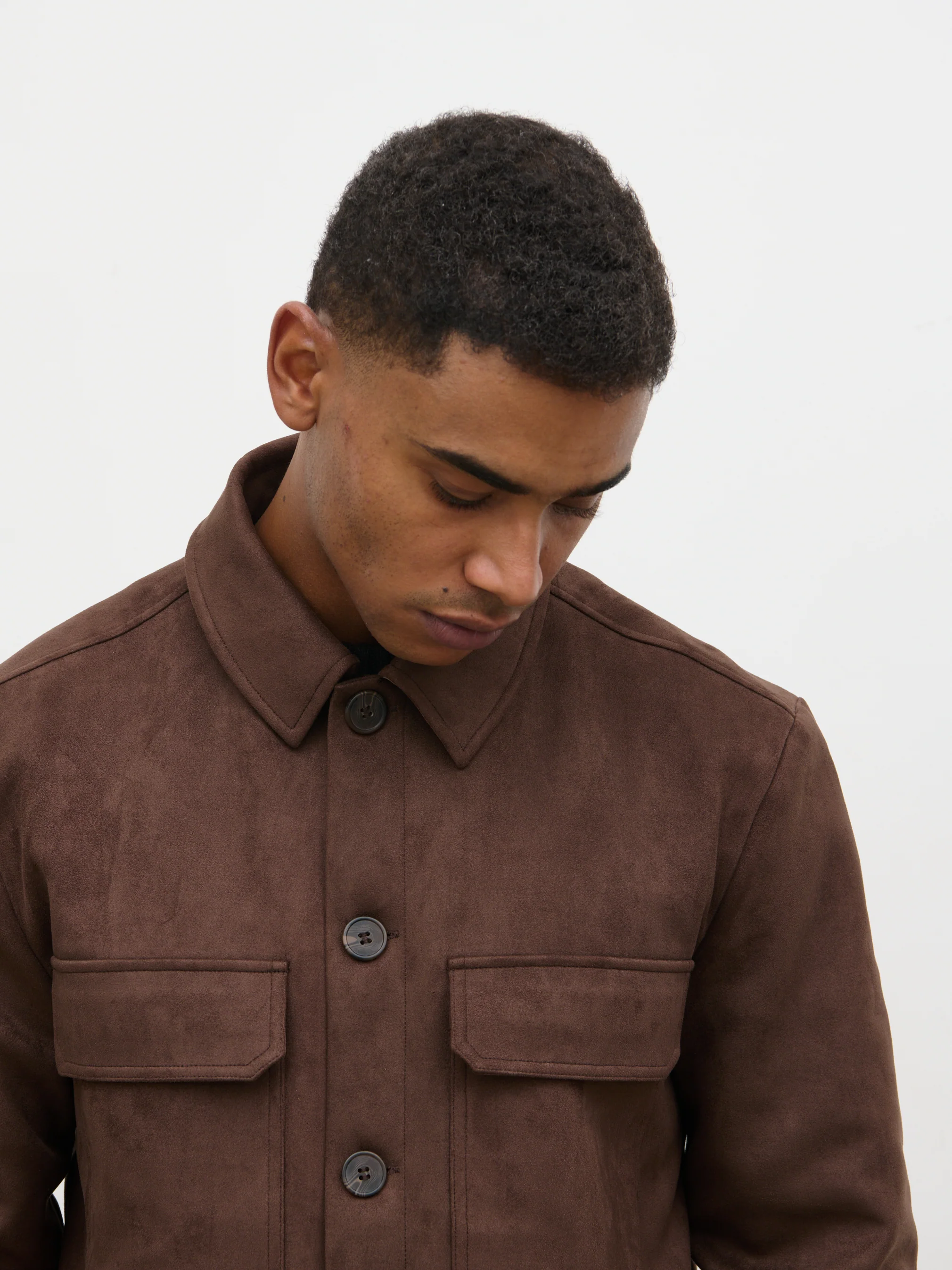 Hearn Faux Suede Jacket - Chocolate Brown - Image 5