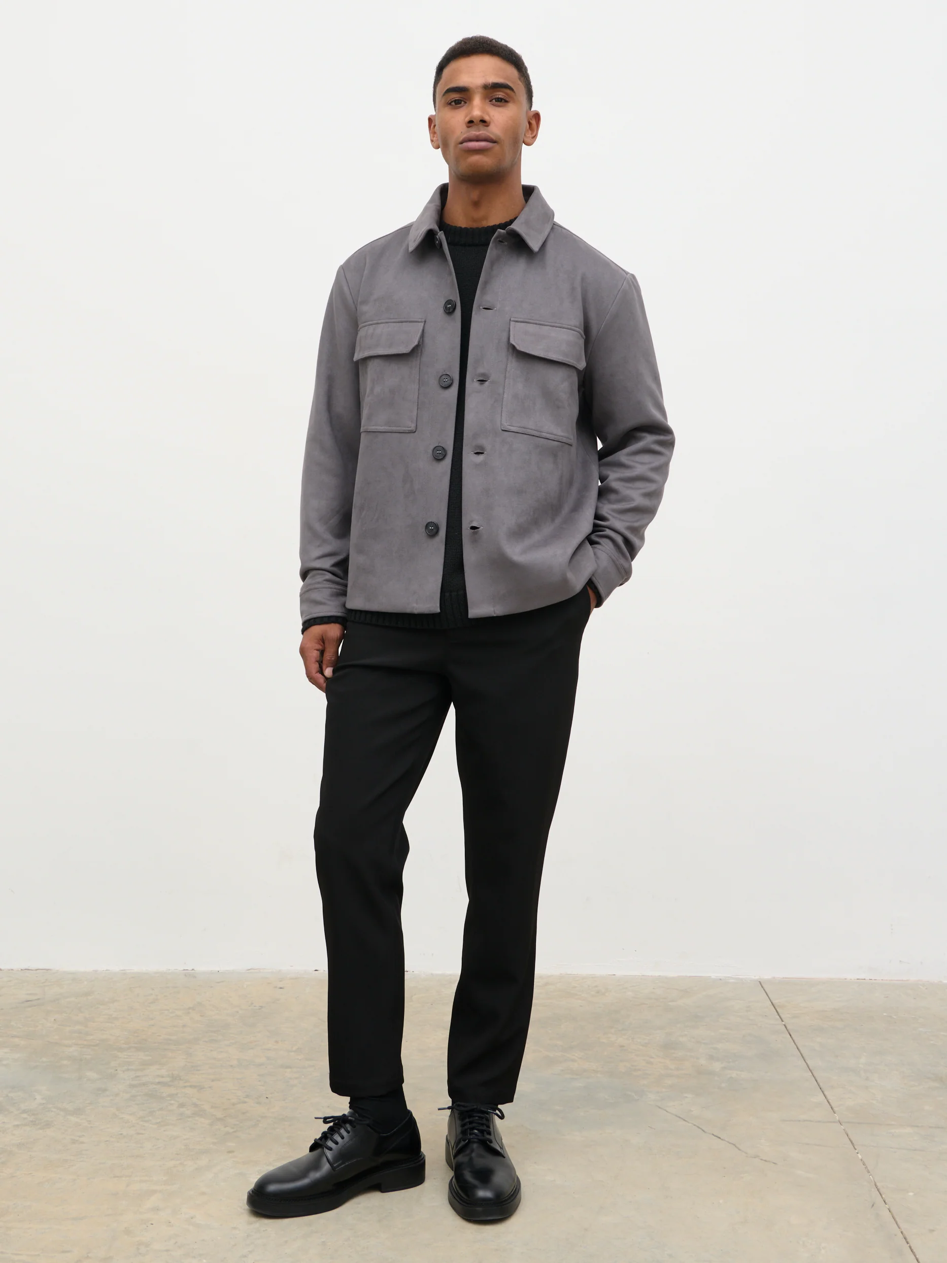 Hearn Faux Suede Jacket - Graphite - Image 3