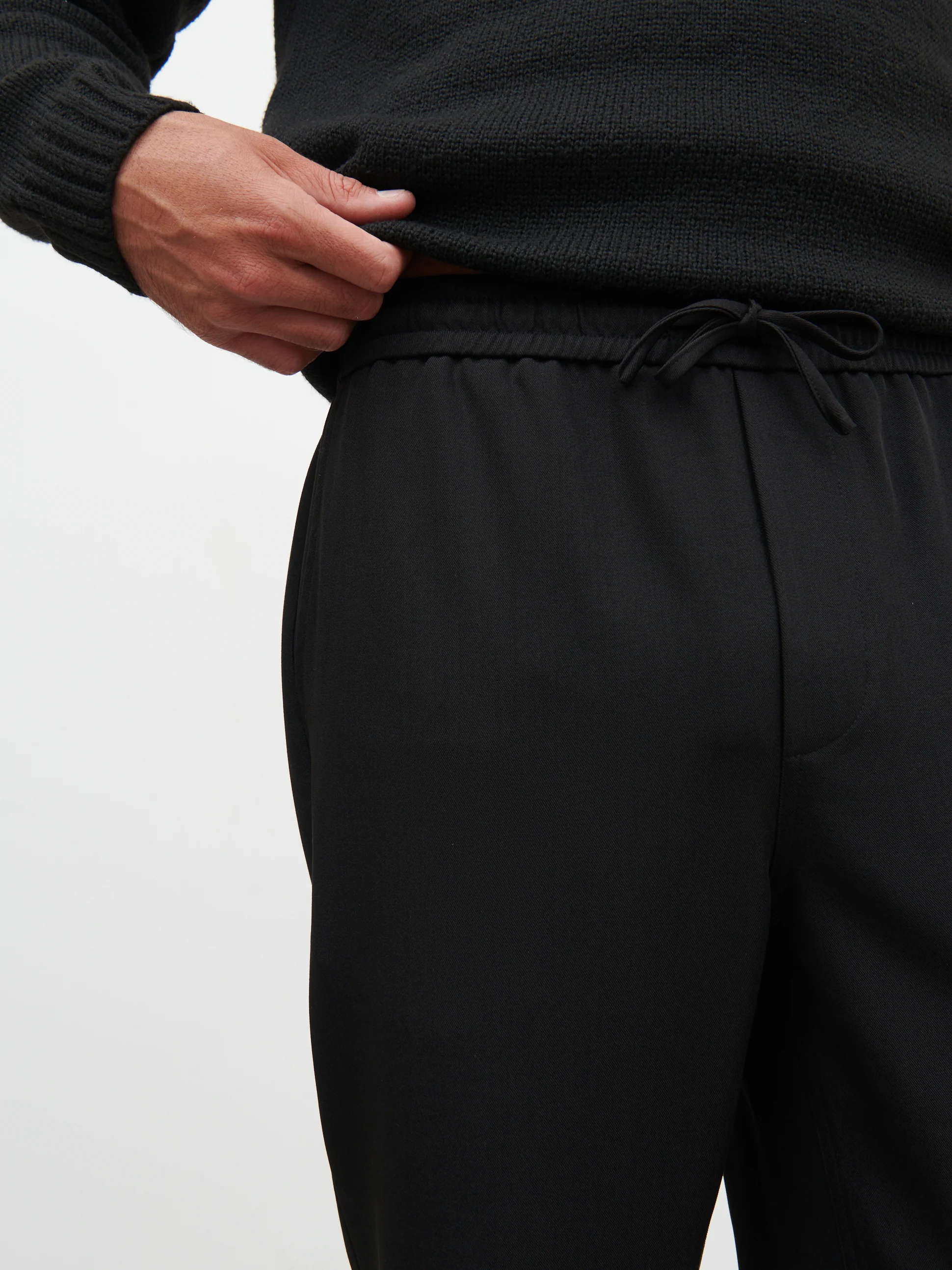 Hudson Drawstring Trousers - Black - Image 5