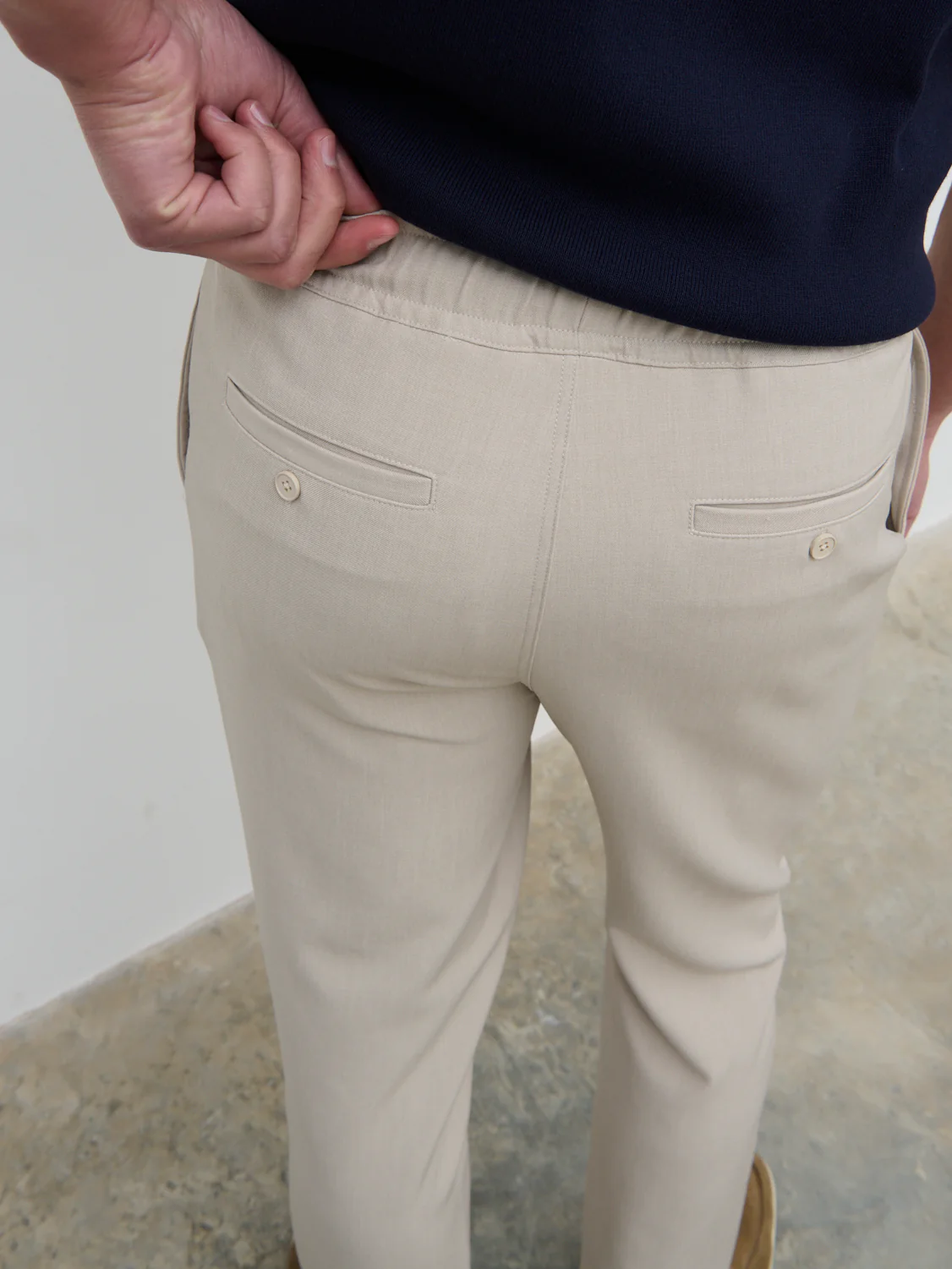 Hudson Drawstring Trousers - Stone - Image 4