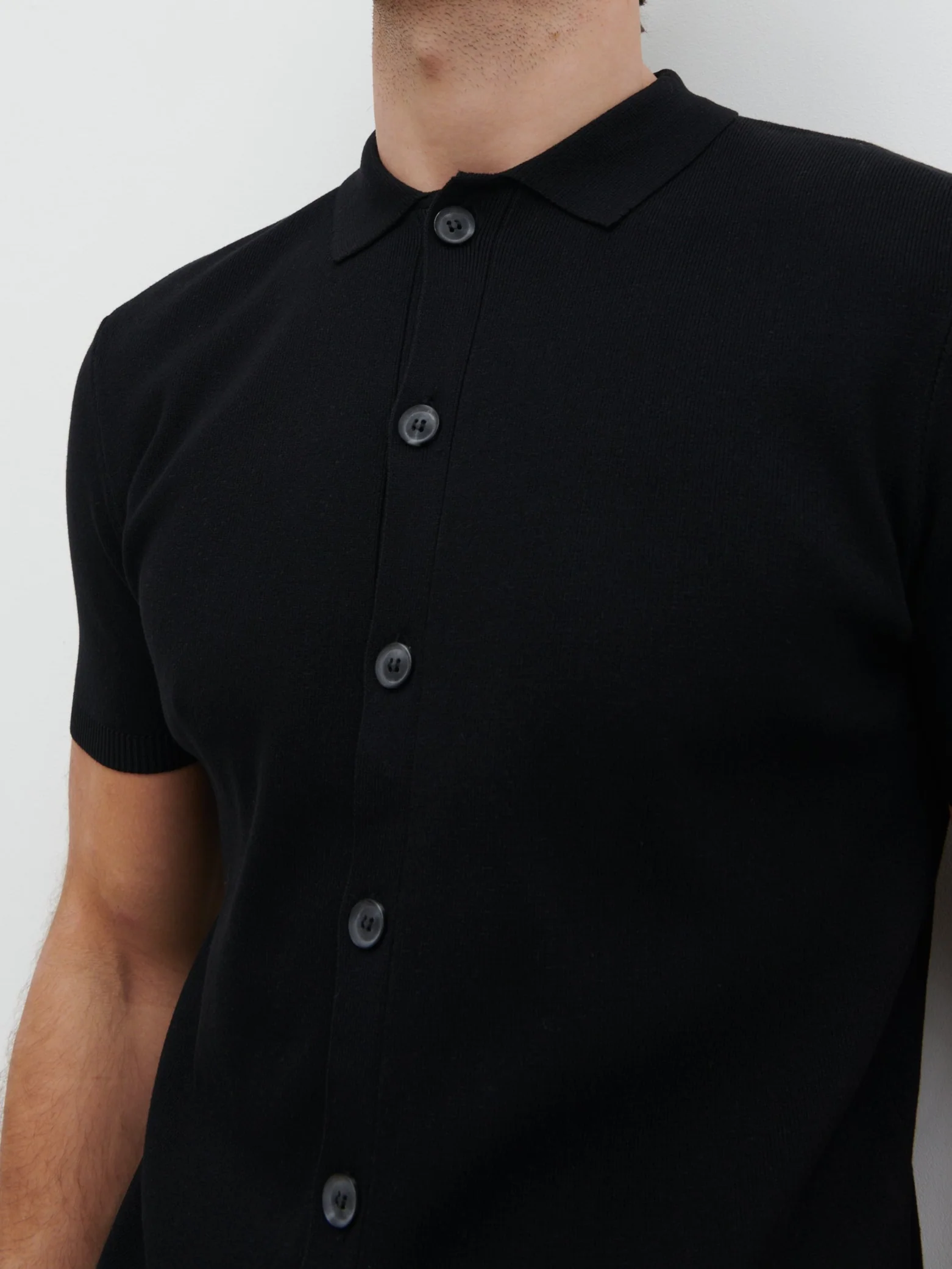 Jasper Button Down Knitted Shirt - Black - Image 7