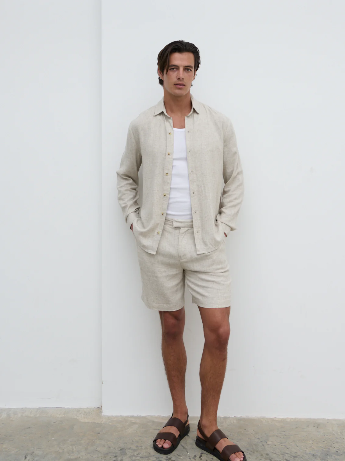Jenson Long Sleeve Linen Shirt - Natural - Image 4
