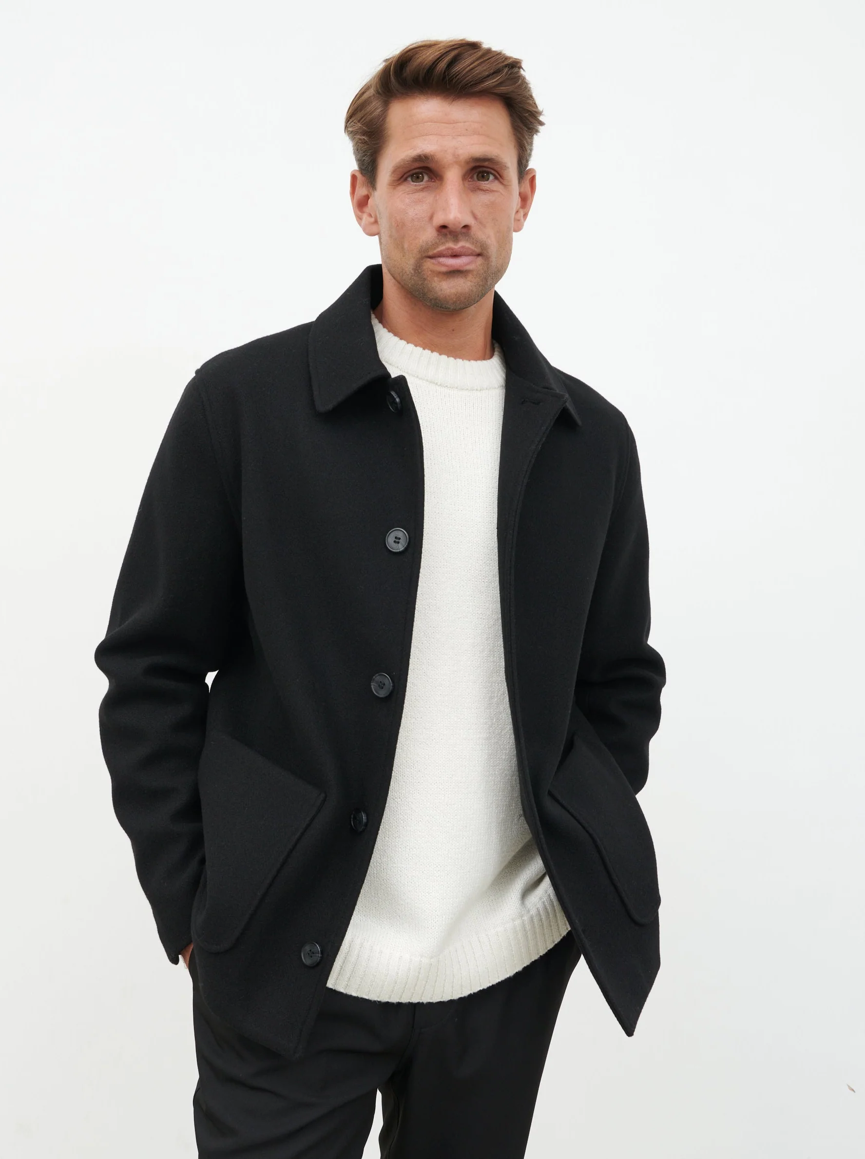 Jonah Felted Button Up Jacket - Black - Image 3