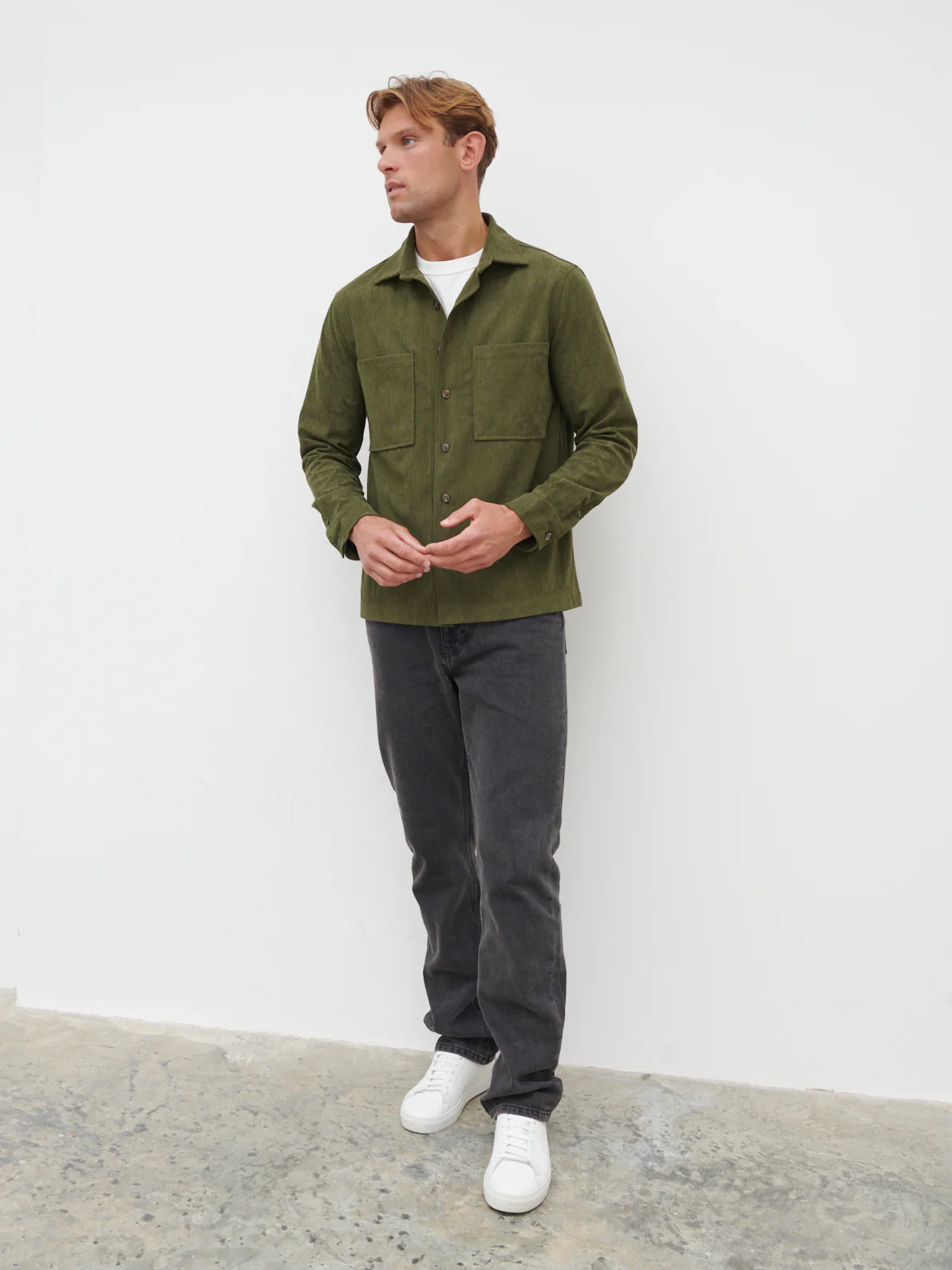 Jonas Corduroy Overshirt - Khaki - Image 4