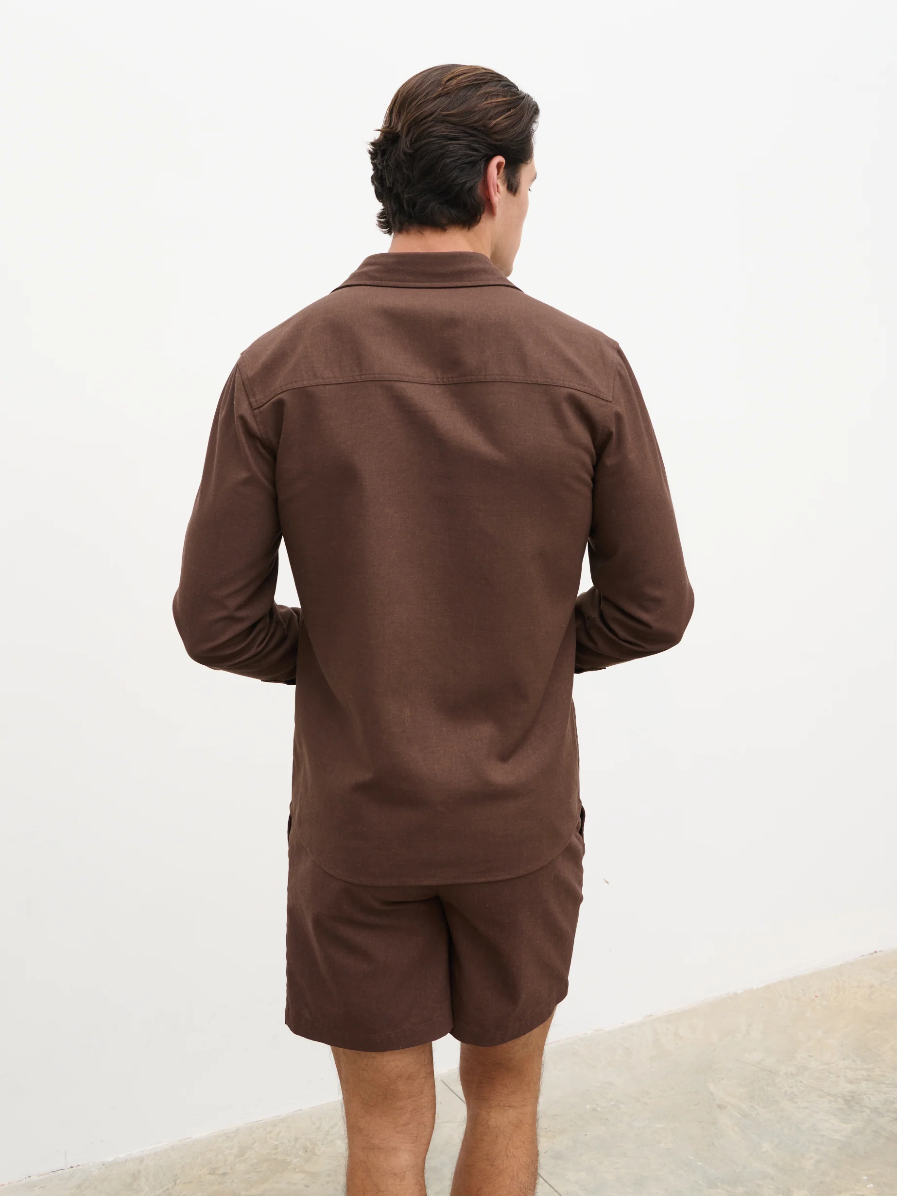 Josh Long Sleeve Linen Shirt - Brown - Image 8