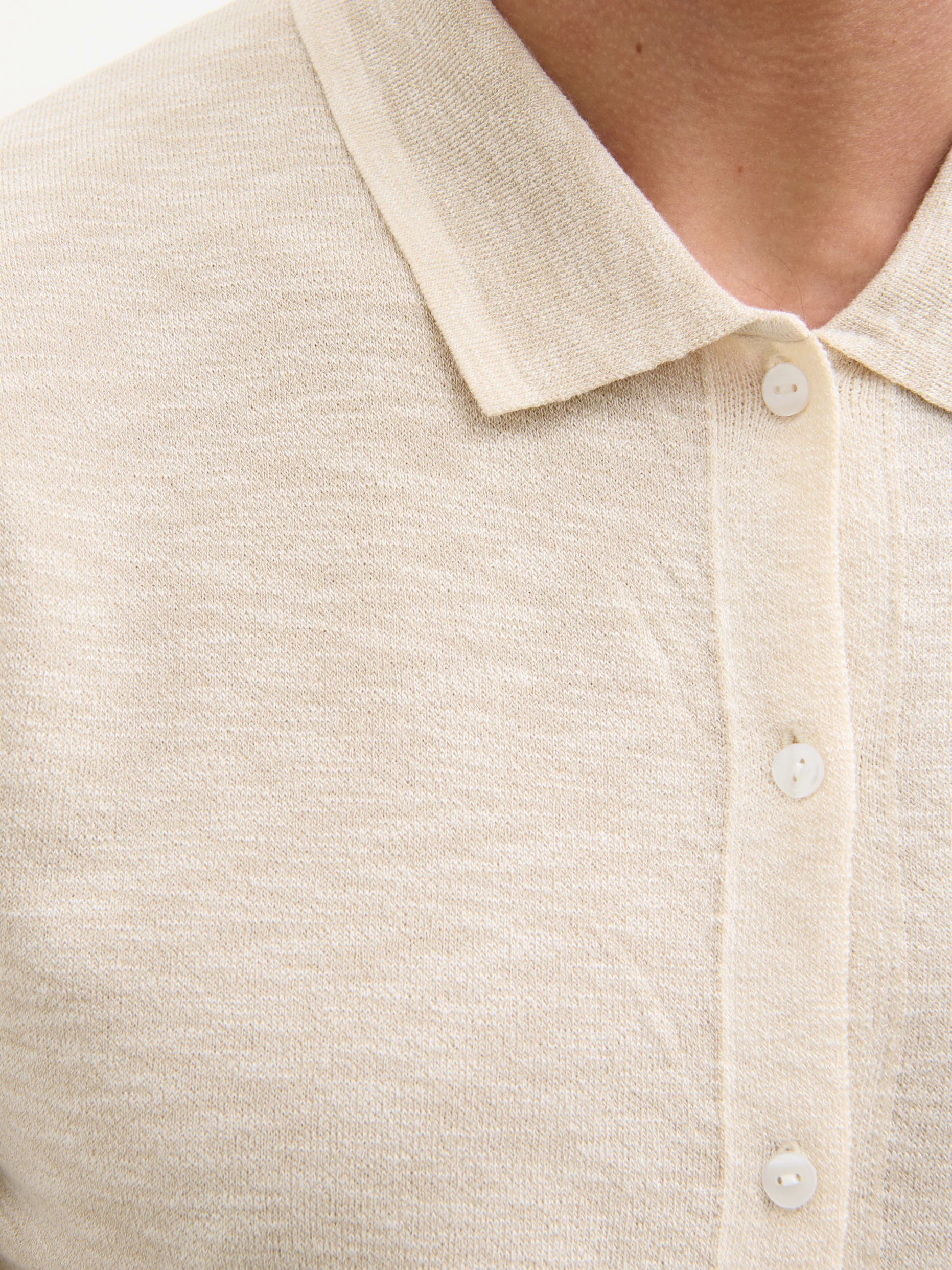 Koda Button Down Tipped Knit Shirt - Beige - Image 7