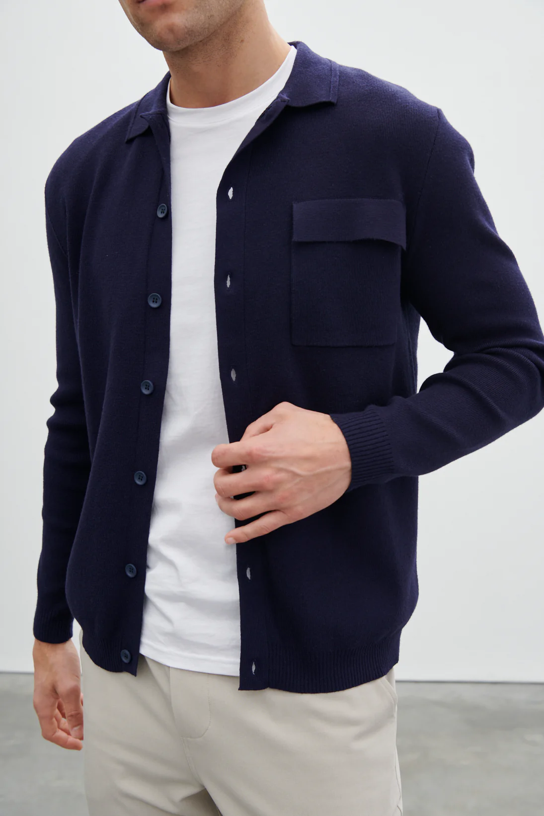Koen Knitted Shirt - Navy - Image 6