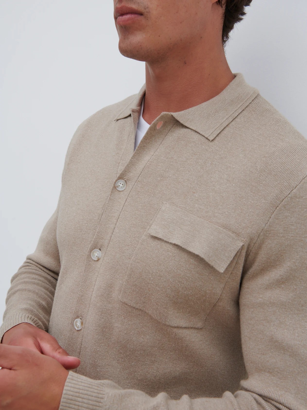 Koen Knitted Shirt - Oatmeal - Image 3